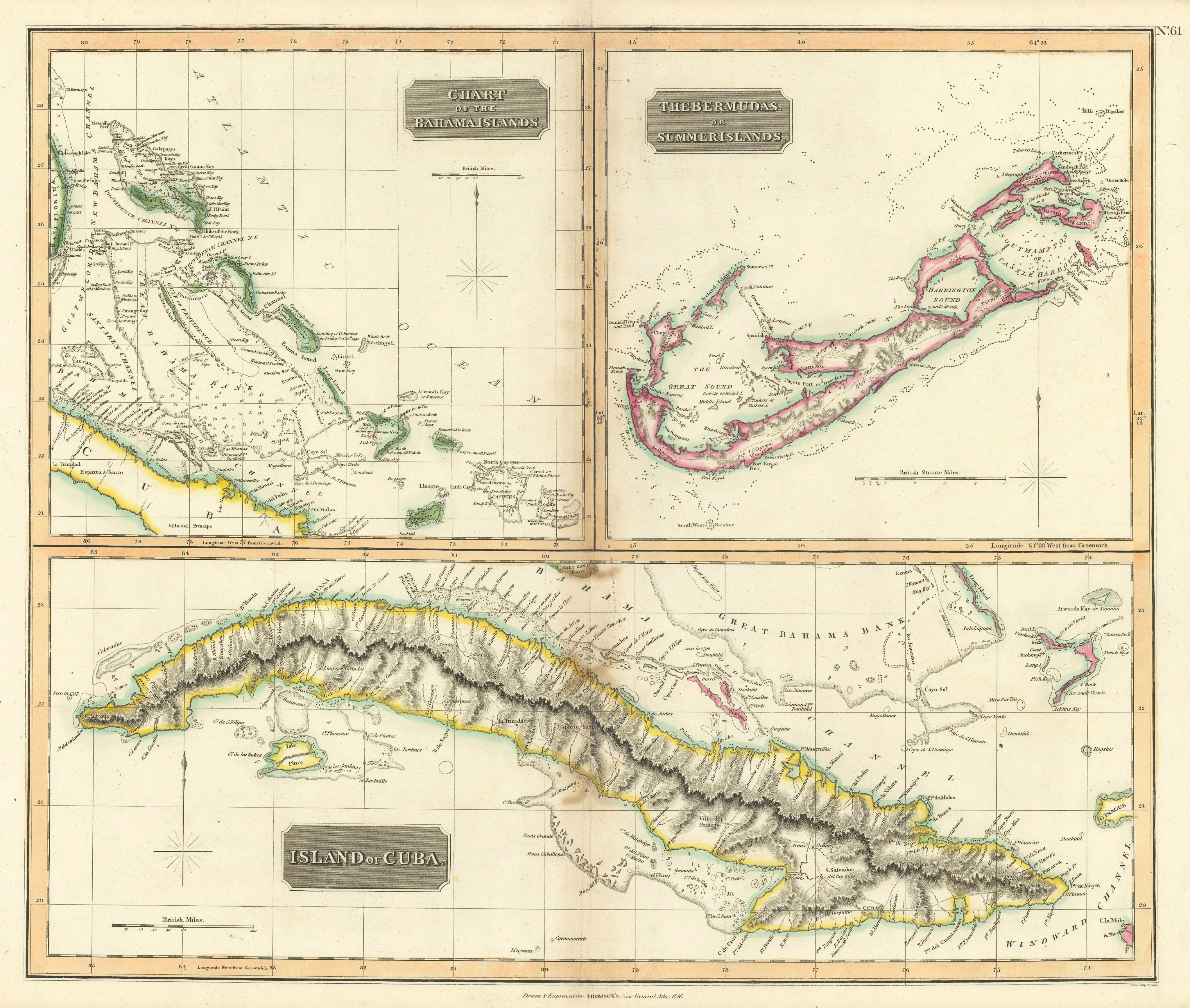 Associate Product Cuba, the Bahamas & Bermuda "or Summer Islands". THOMSON 1817 old antique map