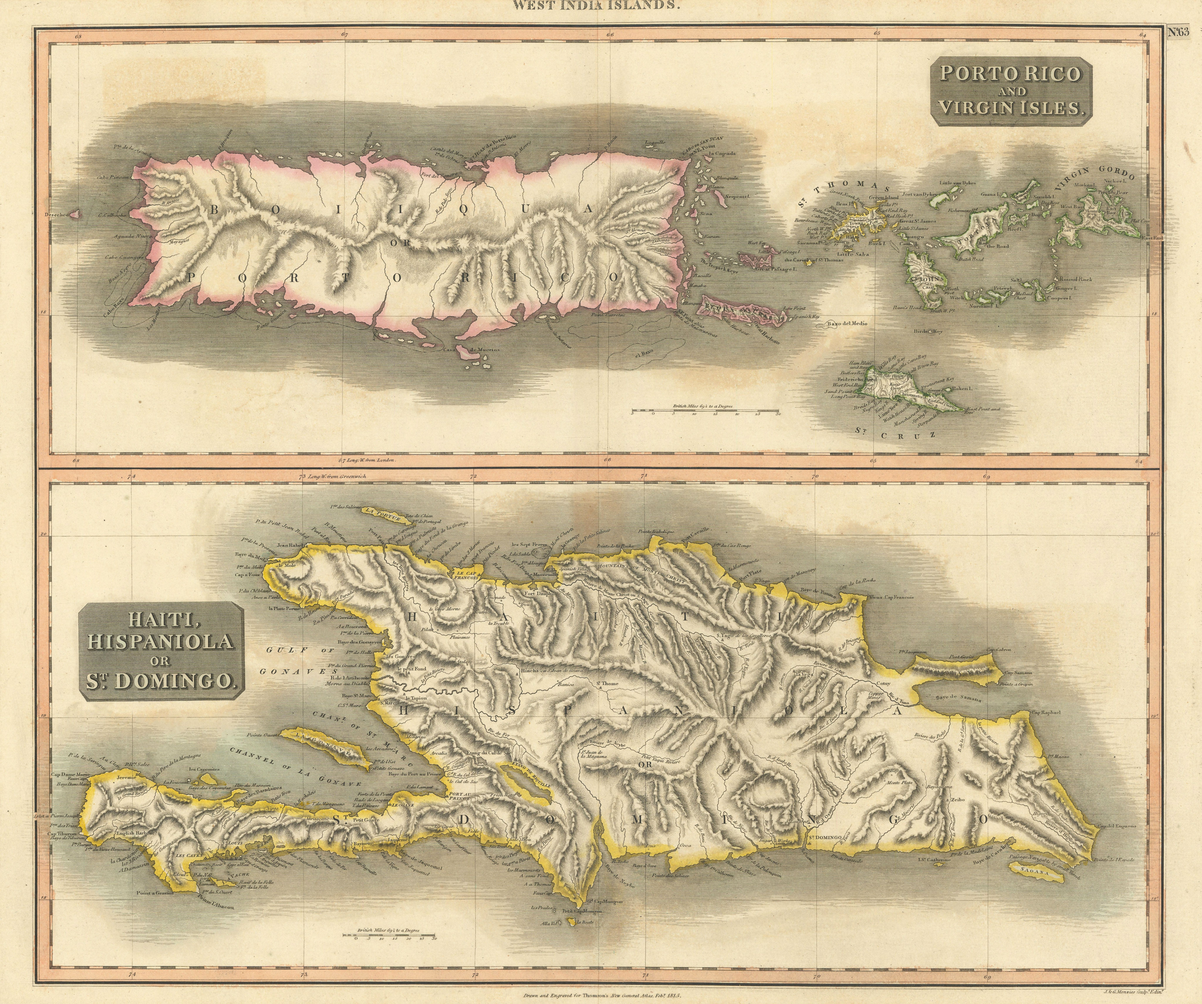 Puerto Rico & Virgin Islands. Haiti, Hispaniola or St. Domingo. THOMSON 1817 map