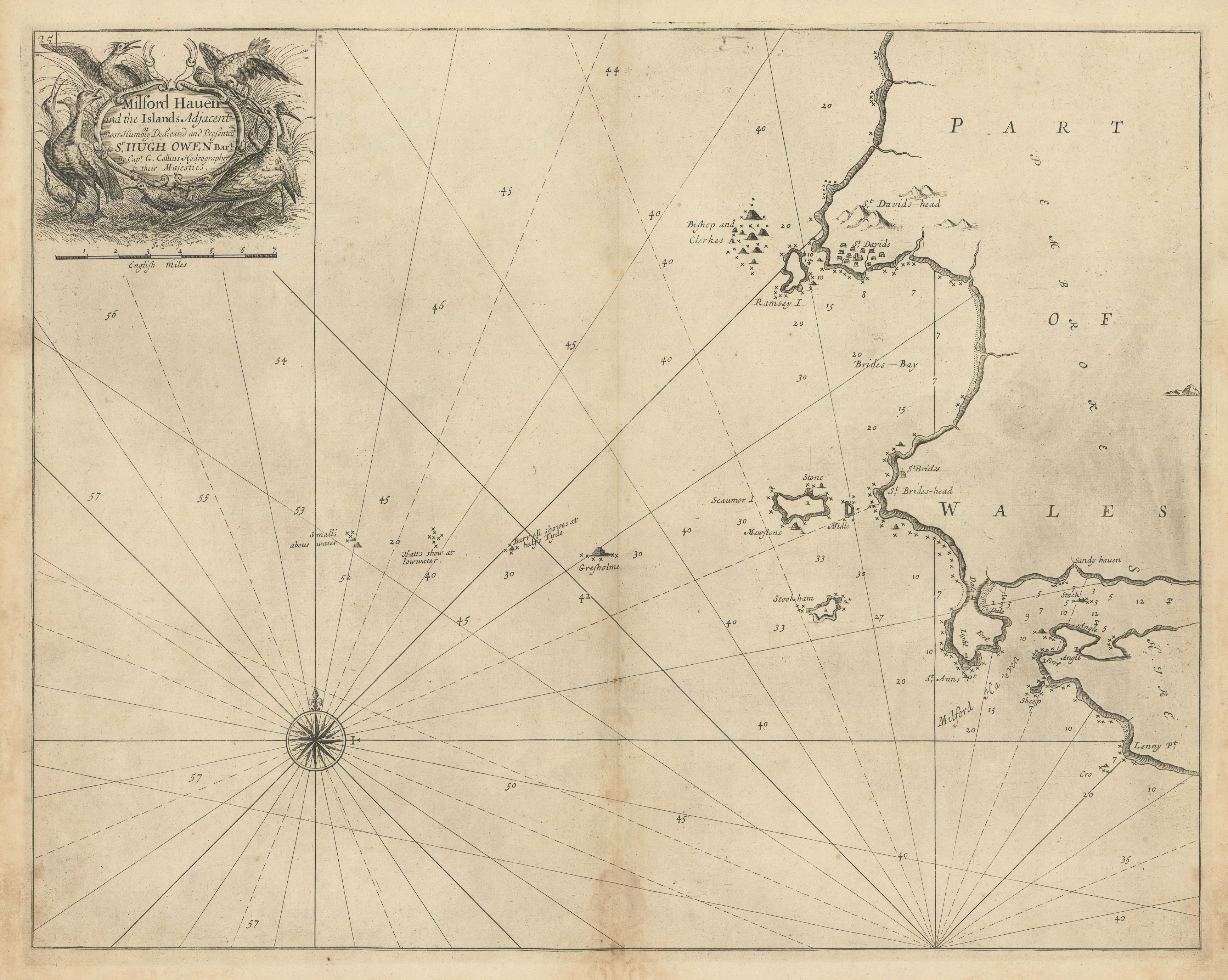 Associate Product MILFORD HAVEN & adjacent coast chart. St Brides Bay St Davids. COLLINS 1723 map