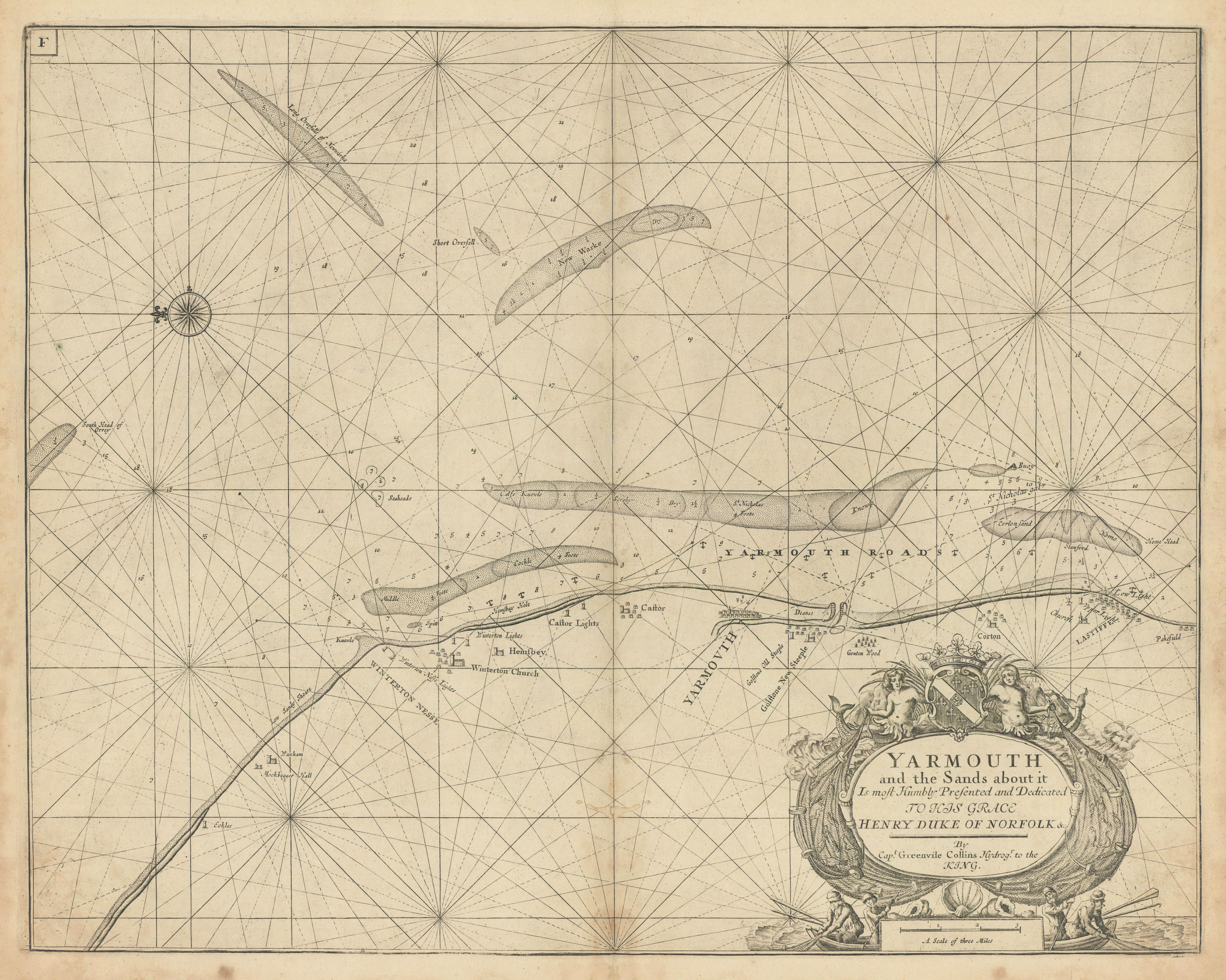 Associate Product Great Yarmouth and the sands about it sea chart. Lowestoft. COLLINS 1723 map