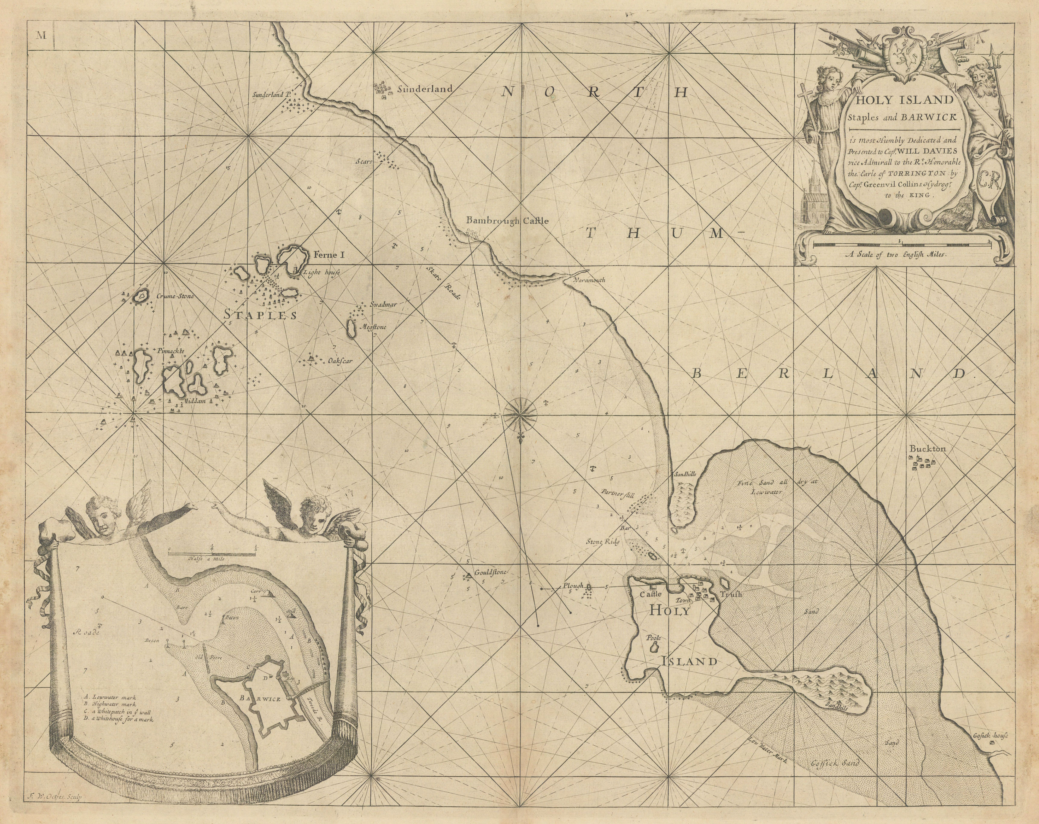 Associate Product Holy Island, Staples & Barwick. Lindisfarne Farne Is Berwick. COLLINS 1723 map