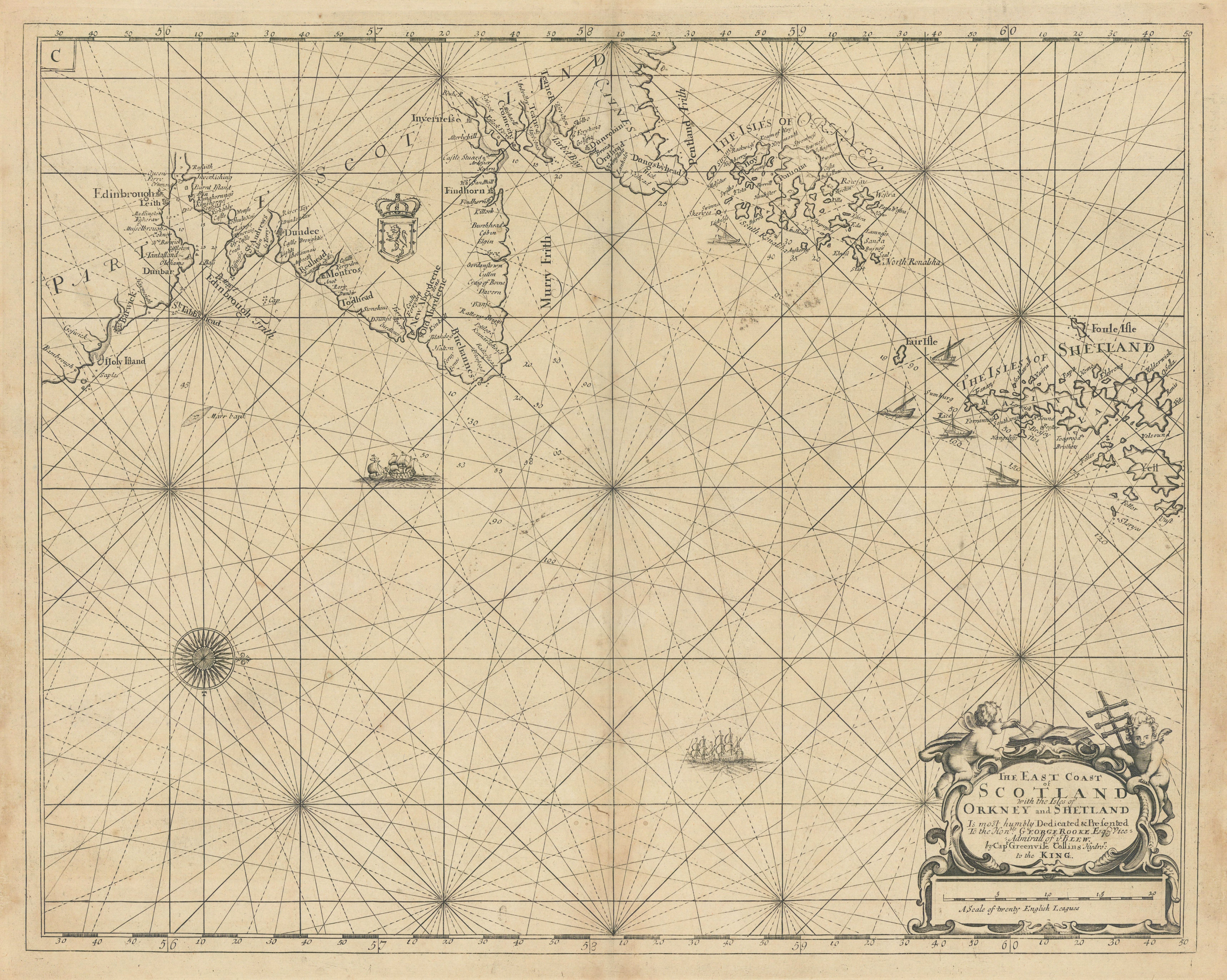Associate Product East Coast of Scotland, with the Isles of Orkney & Shetland. COLLINS 1723 map