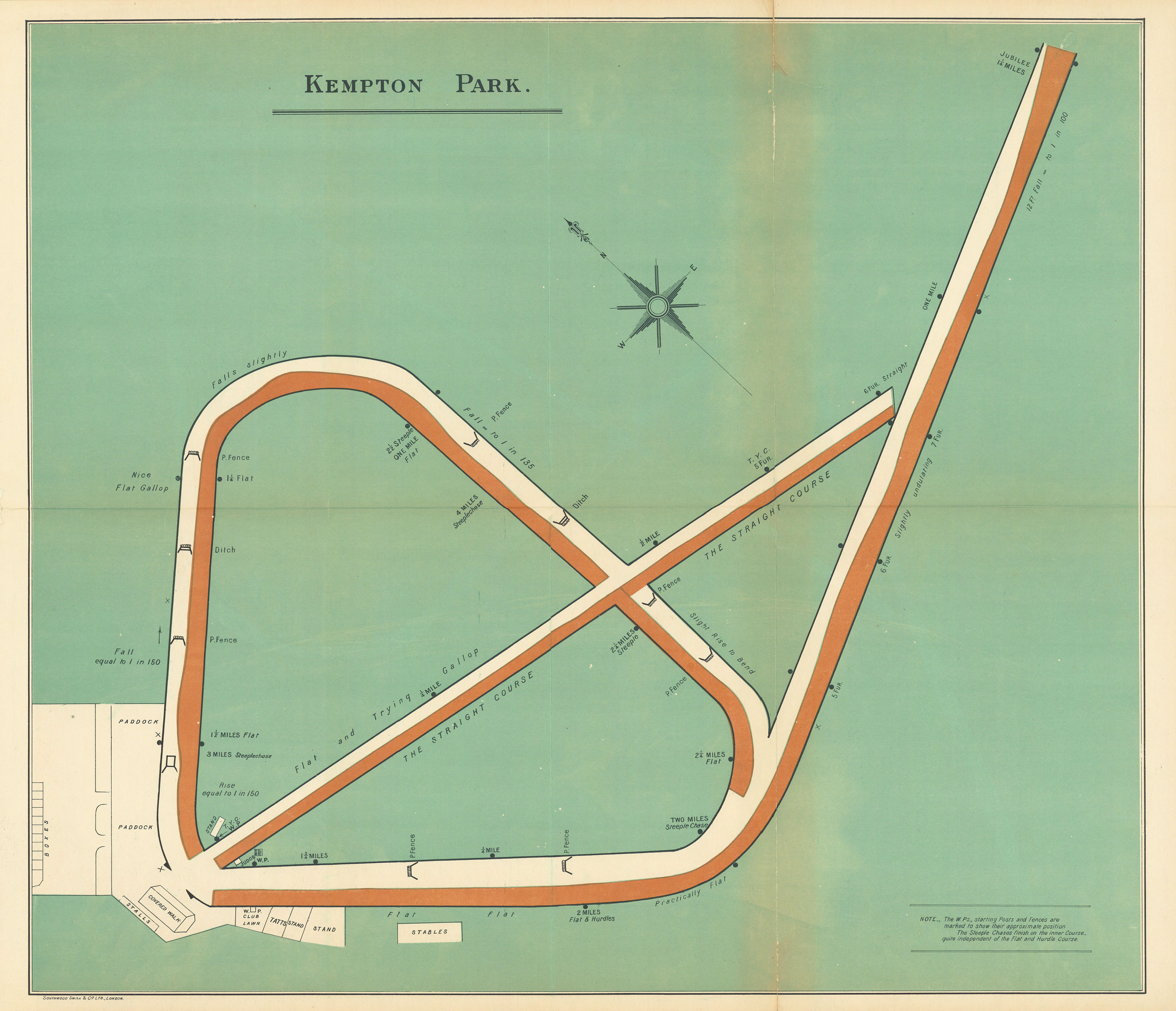 Associate Product Kempton Park racecourse, Surrey. BAYLES 1903 old antique map plan chart