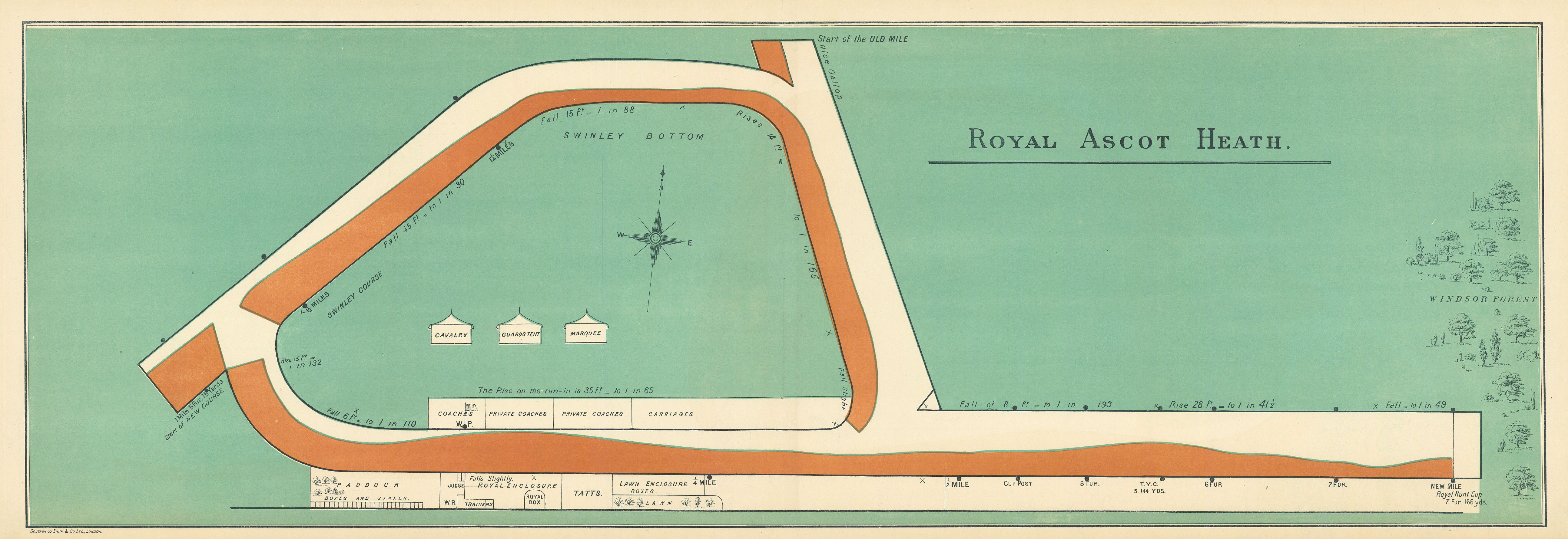 Royal Ascot Heath racecourse, Berkshire. BAYLES 1903 old antique map chart