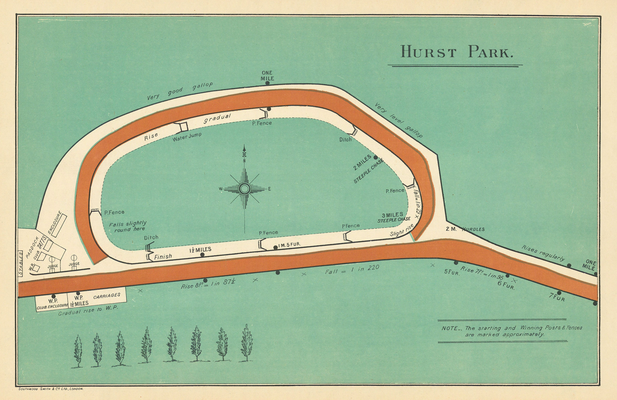Associate Product Hurst Park racecourse, Surrey. Closed 1962. West Molesey. BAYLES 1903 old map