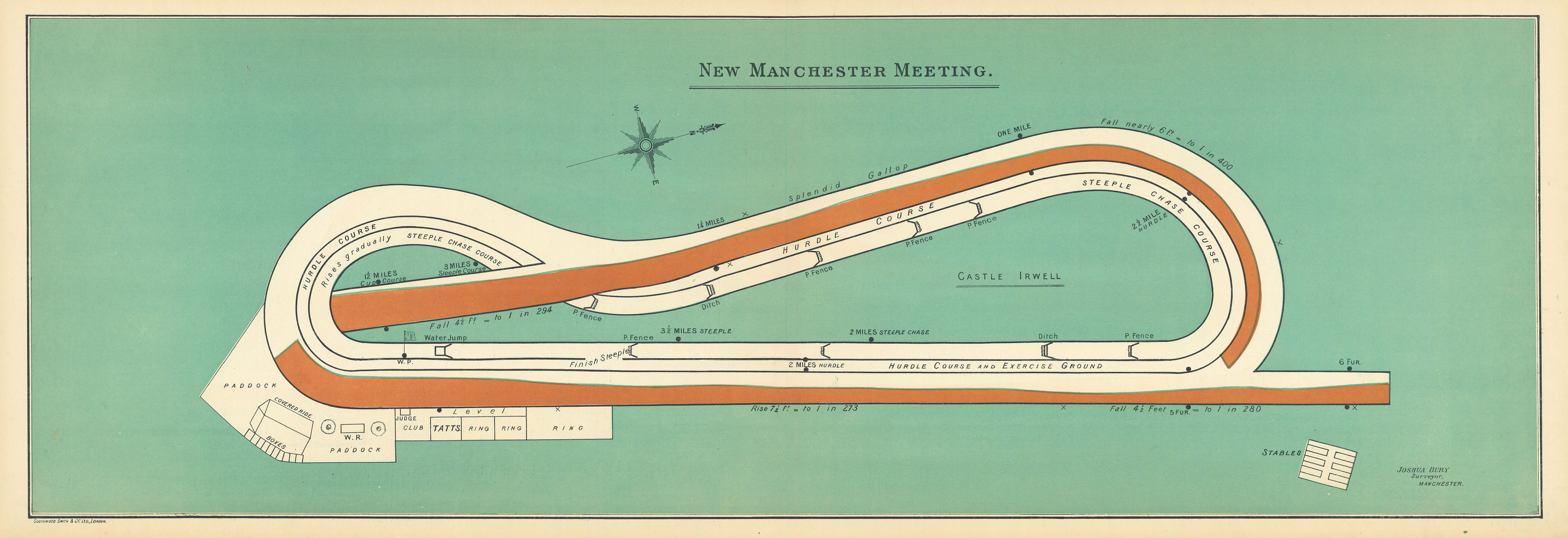 New Manchester Meeting racecourse, Castle Irwell. Closed 1963. BAYLES 1903 map
