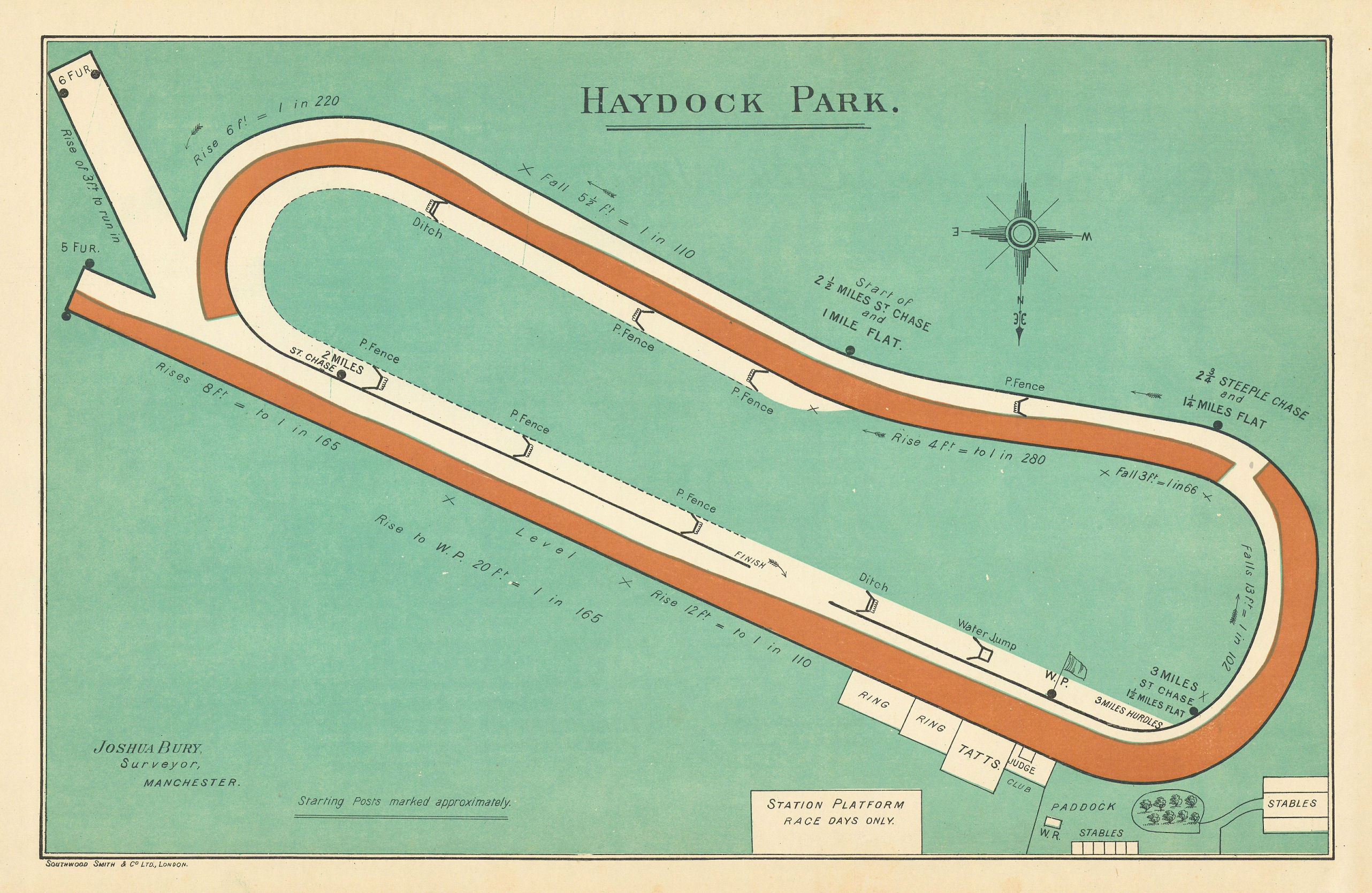 Associate Product Haydock Park racecourse, Lancashire. BAYLES 1903 old antique map plan chart