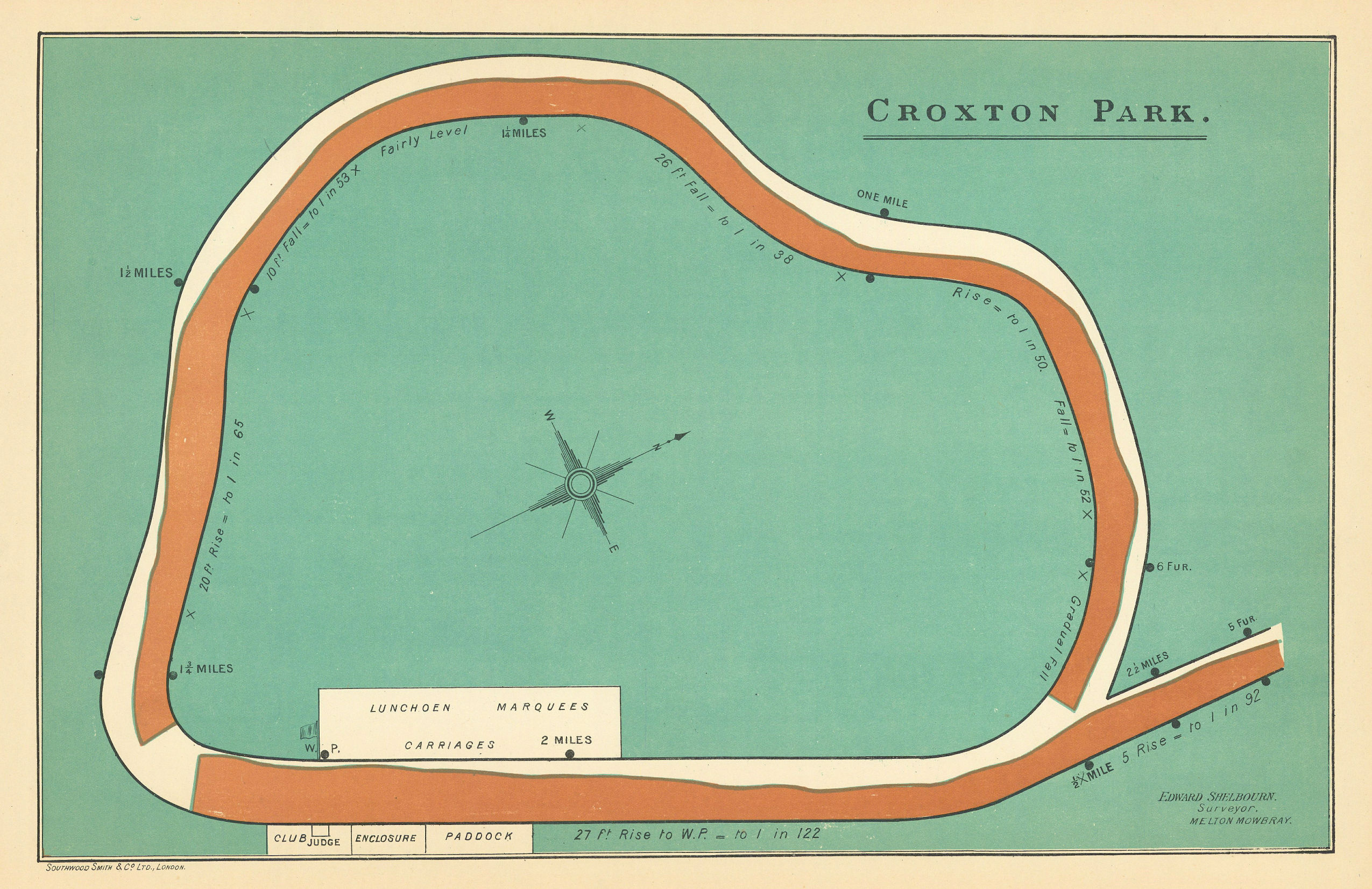 Croxton Park racecourse, Waltham, Leicestershire. Closed 1914. BAYLES 1903 map