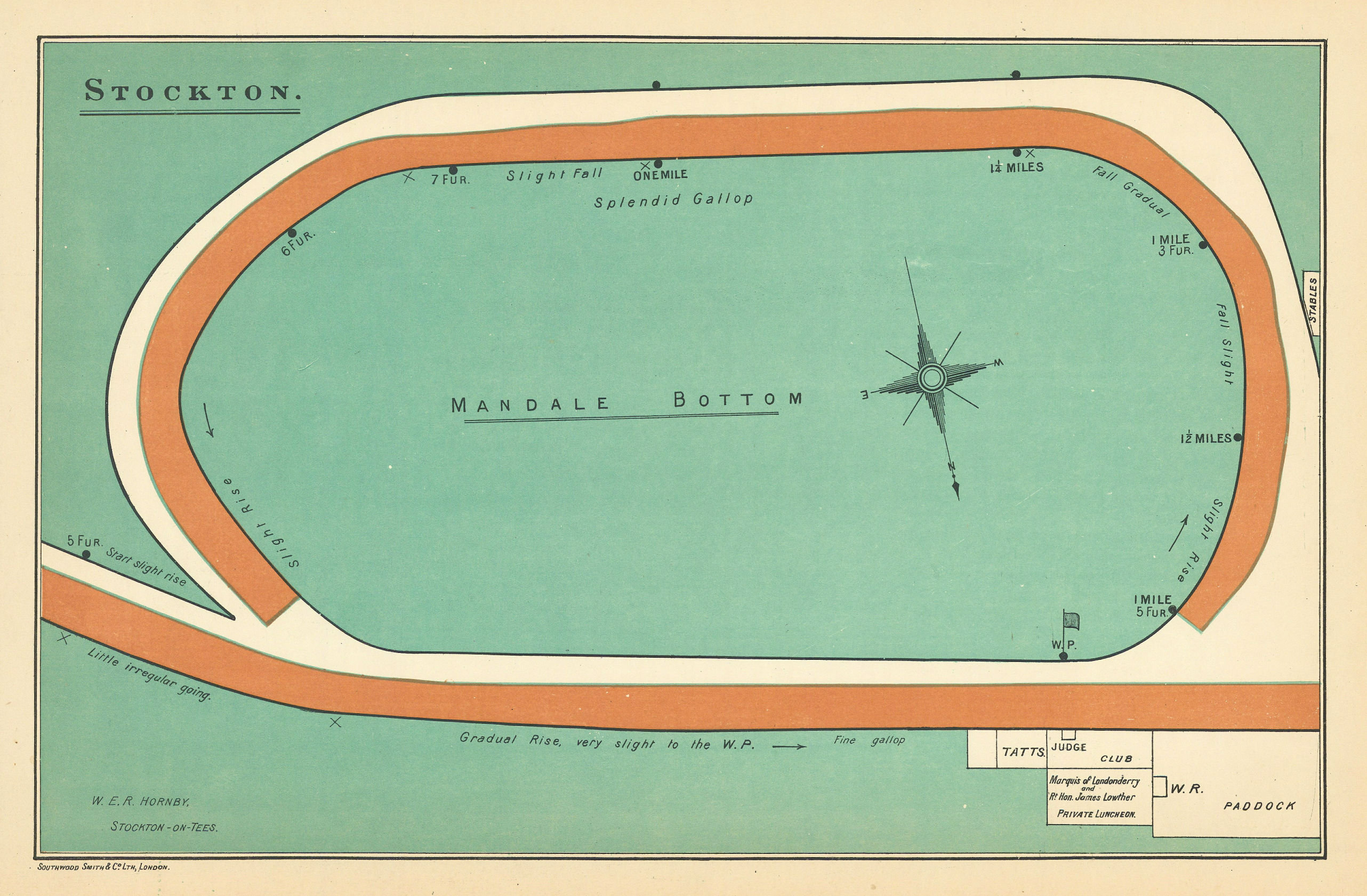 Associate Product Stockton racecourse, Yorkshire. Mandale Bottom. Closed 1981. BAYLES 1903 map