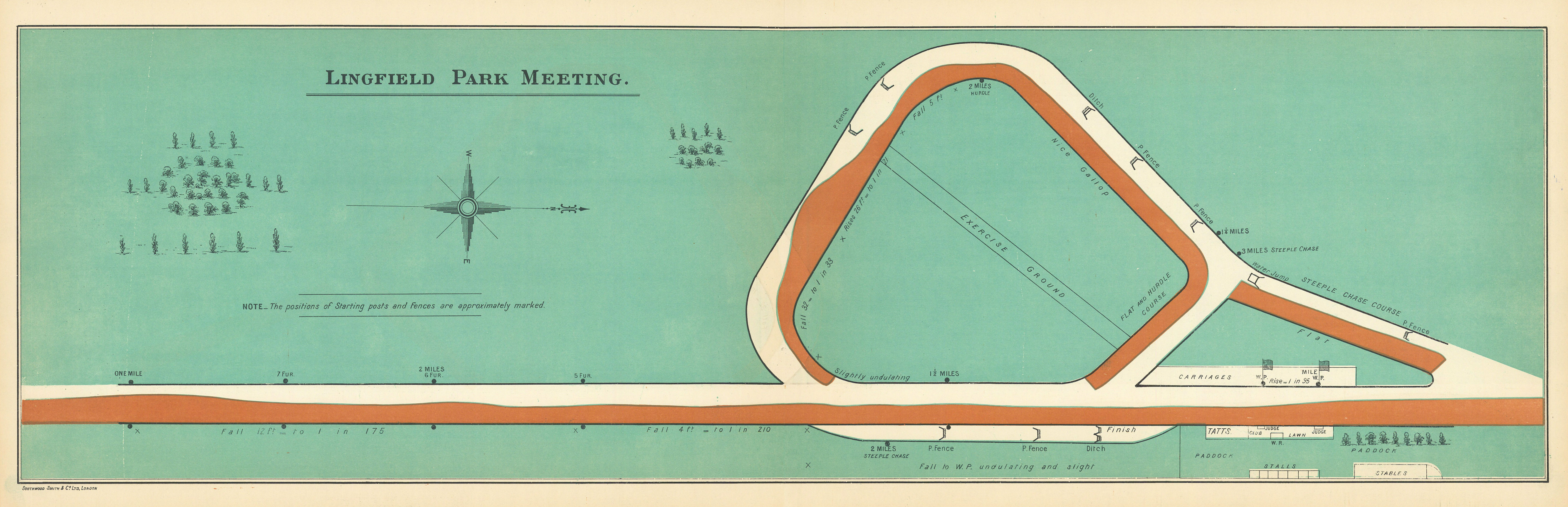 Associate Product Lingfield Park Meeting racecourse, Surrey. BAYLES 1903 old antique map chart