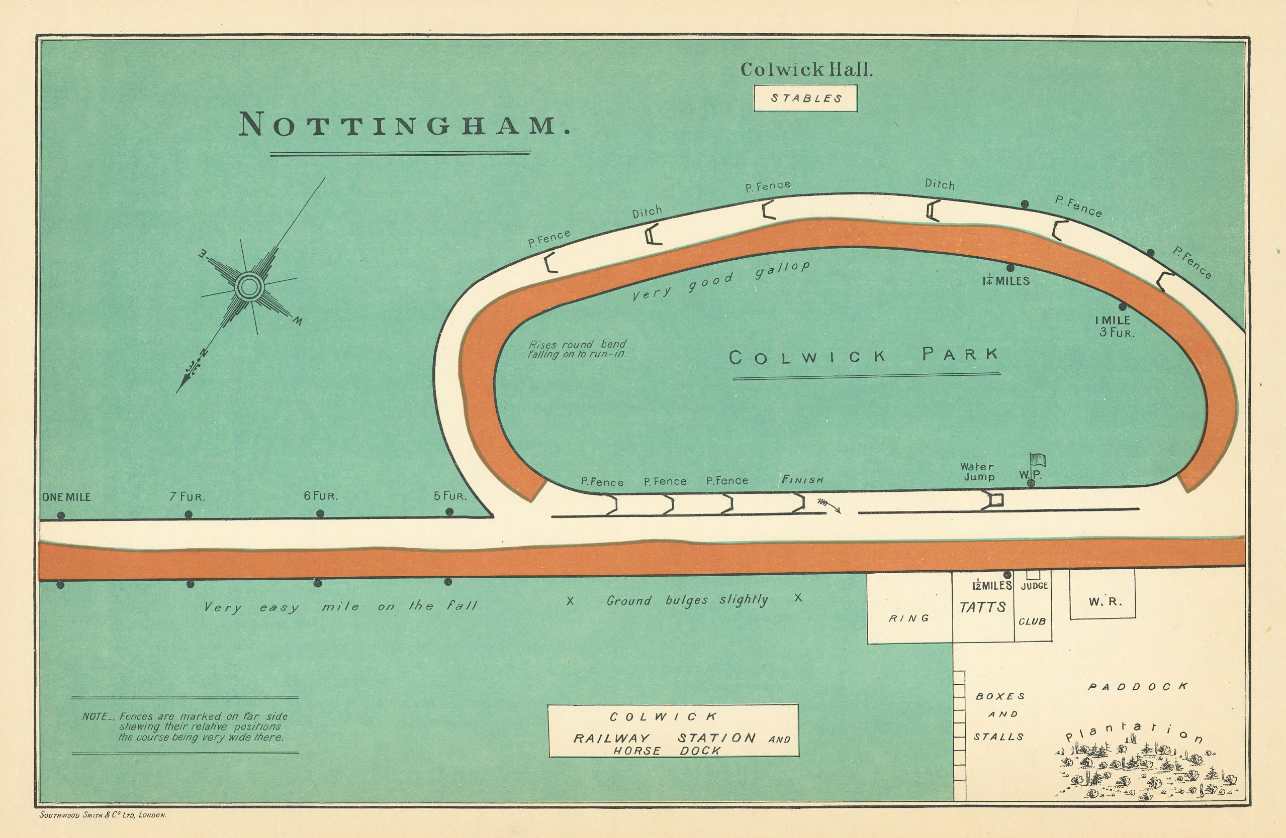 Nottingham racecourse, Nottinghamshire. Colwick Park. BAYLES 1903 old map