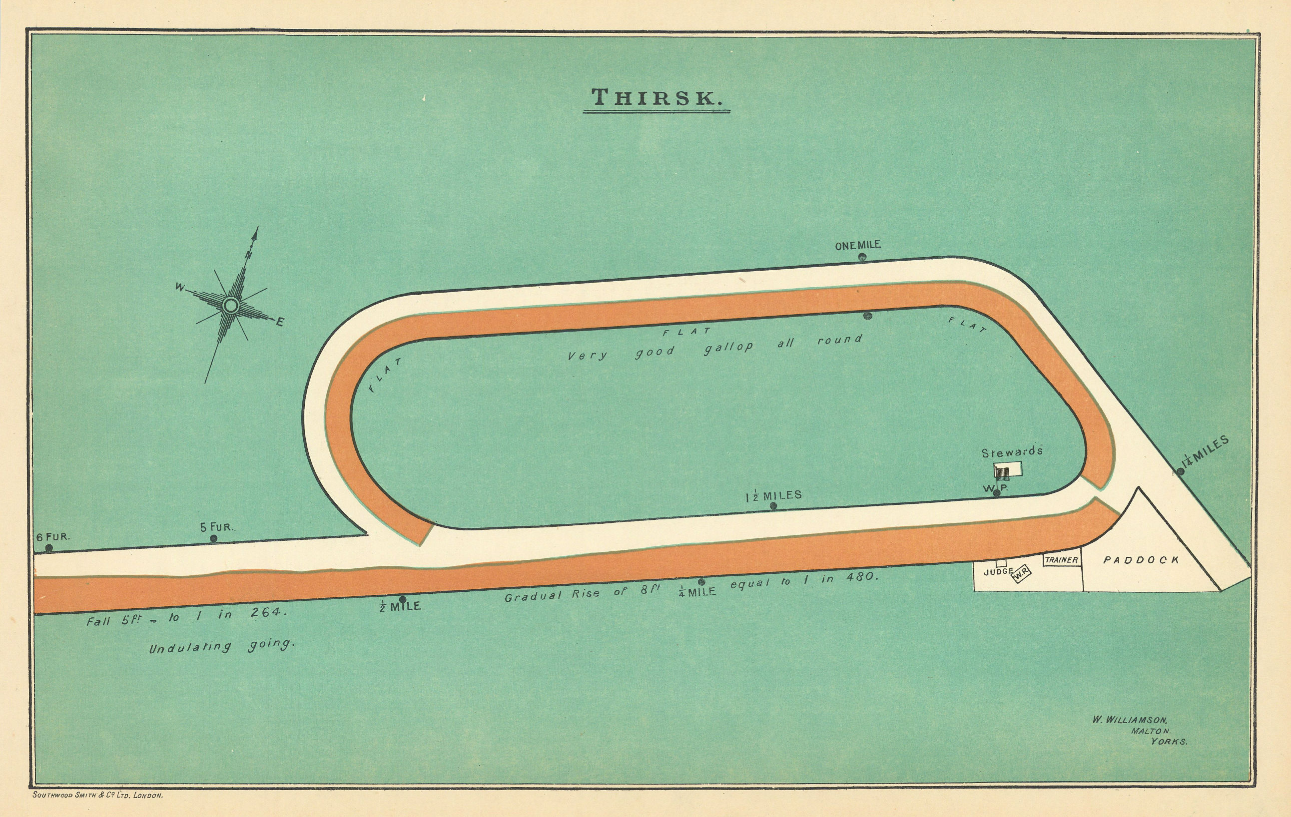 Thirsk racecourse, Yorkshire. BAYLES 1903 old antique vintage map plan chart