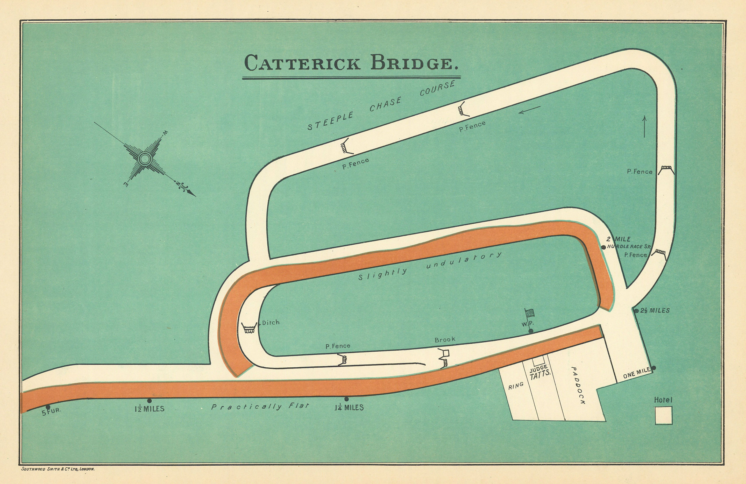 Associate Product Catterick Bridge racecourse, Yorkshire. BAYLES 1903 old antique map plan chart