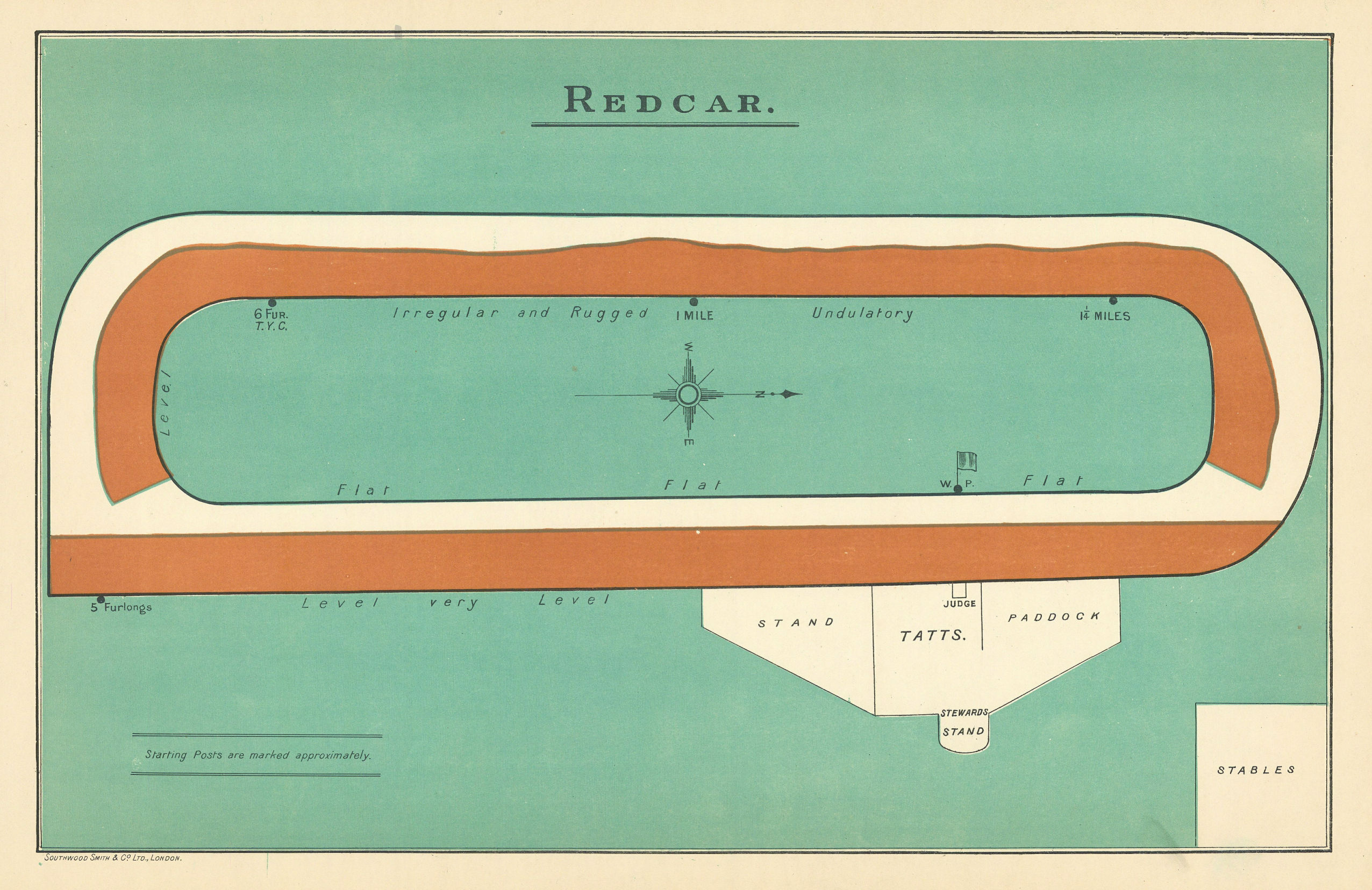 Associate Product Redcar racecourse, Yorkshire. BAYLES 1903 old antique vintage map plan chart