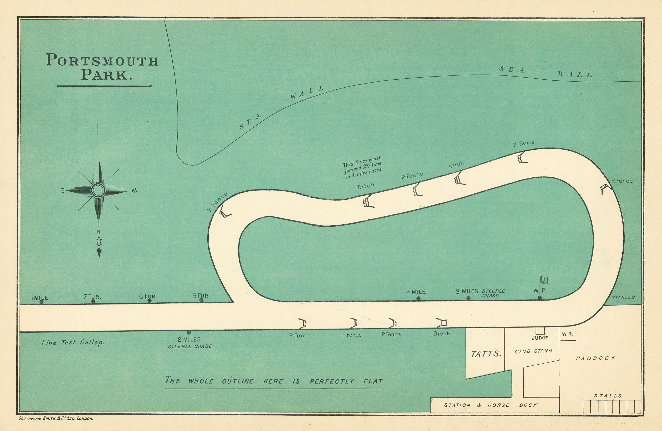 Portsmouth Park racecourse, Hampshire. Closed 1915. BAYLES 1903 old map