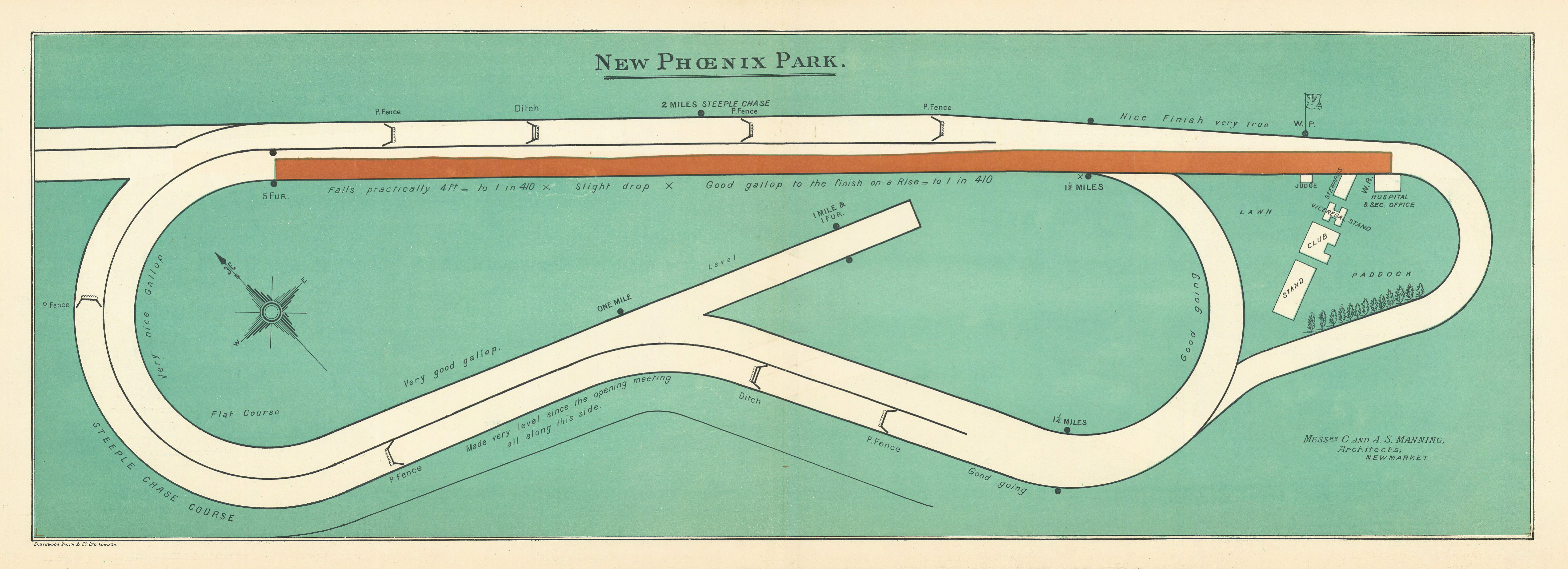 Associate Product New Phoenix Park racecourse, Ireland. Closed 1990. BAYLES 1903 old antique map