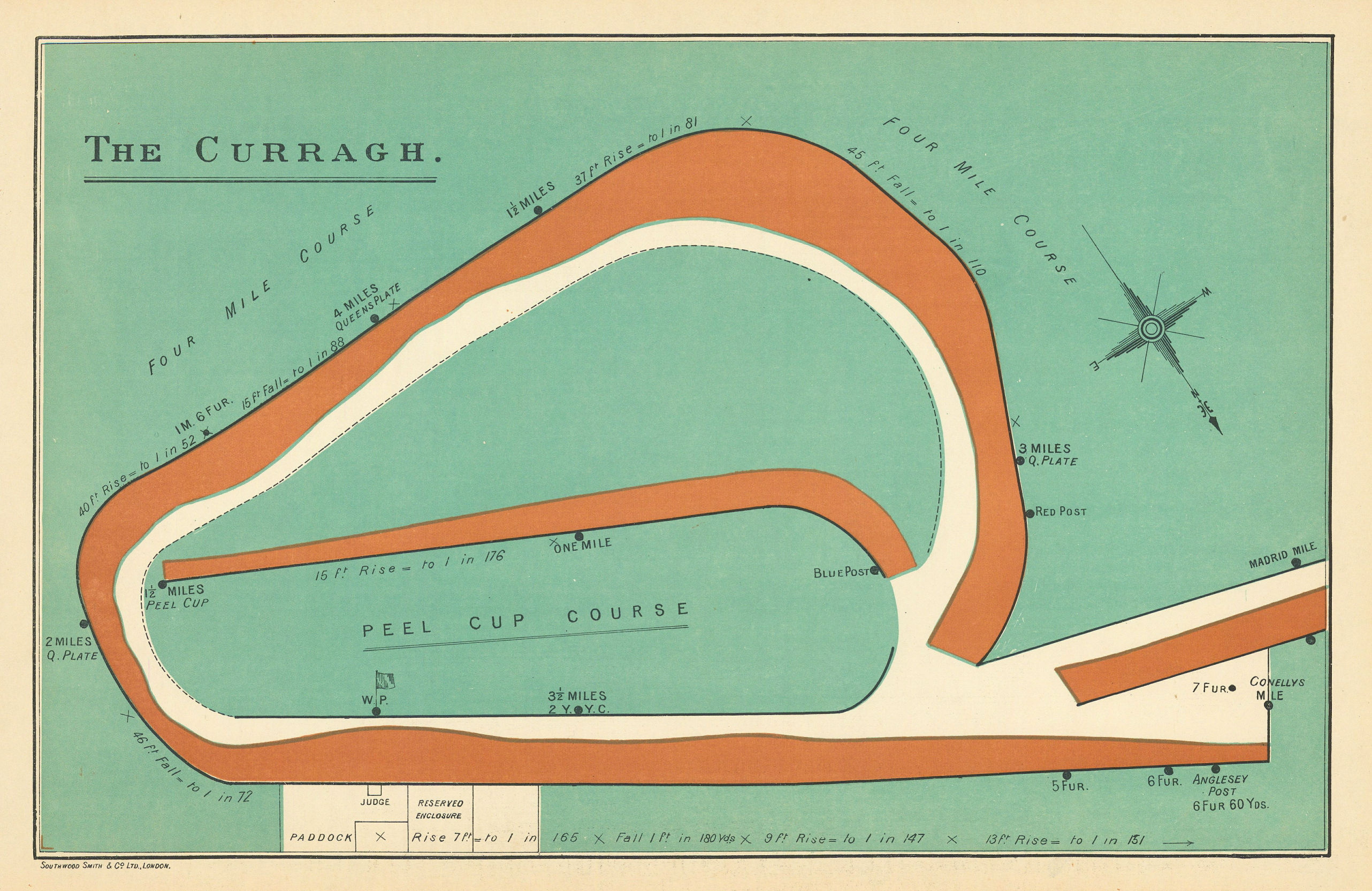 Associate Product The Curragh racecourse, Ireland. Peel Cup course. BAYLES 1903 old antique map