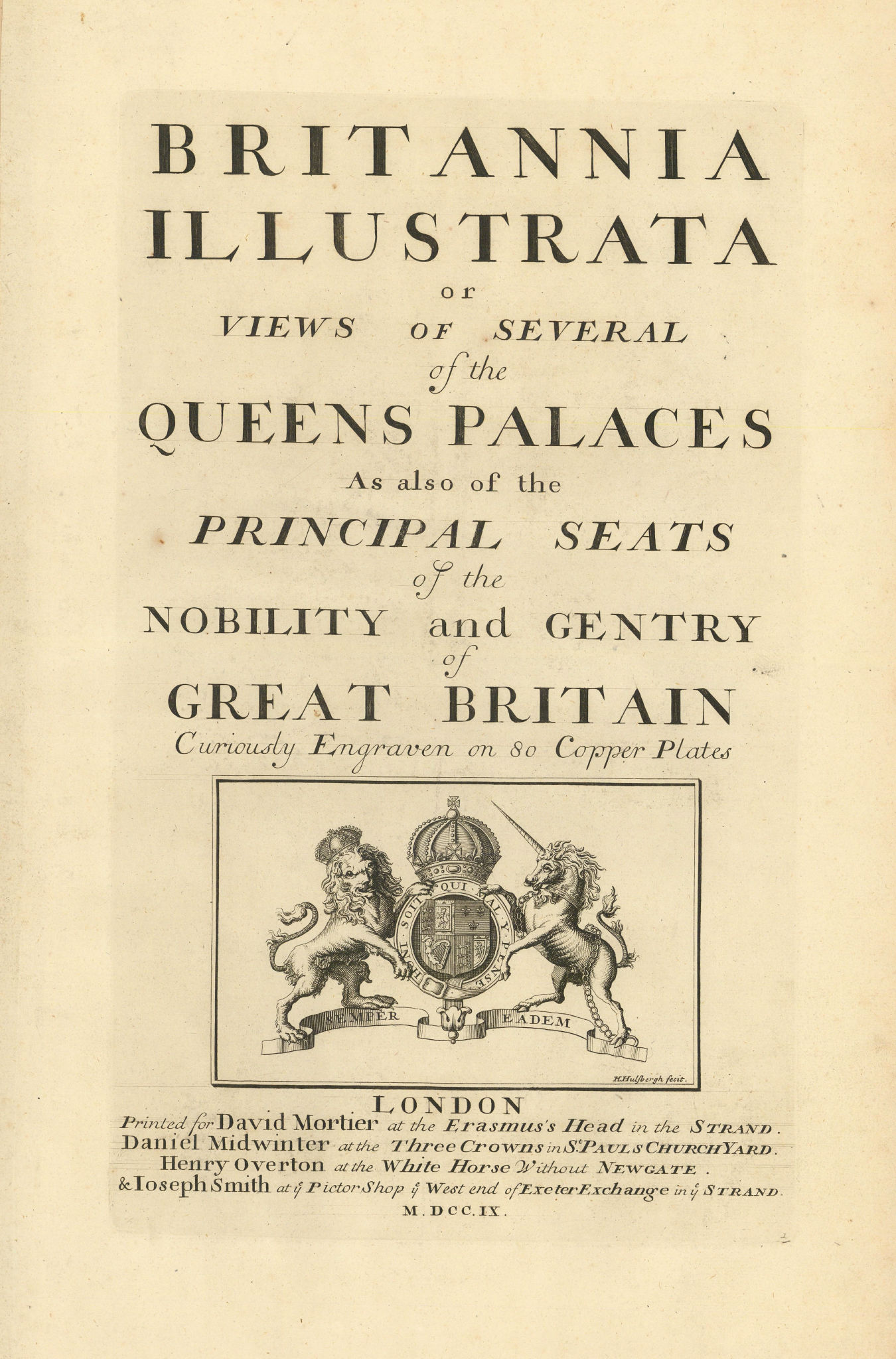 Britannia Illustrata or views of several of the Queens palaces. Title page 1709