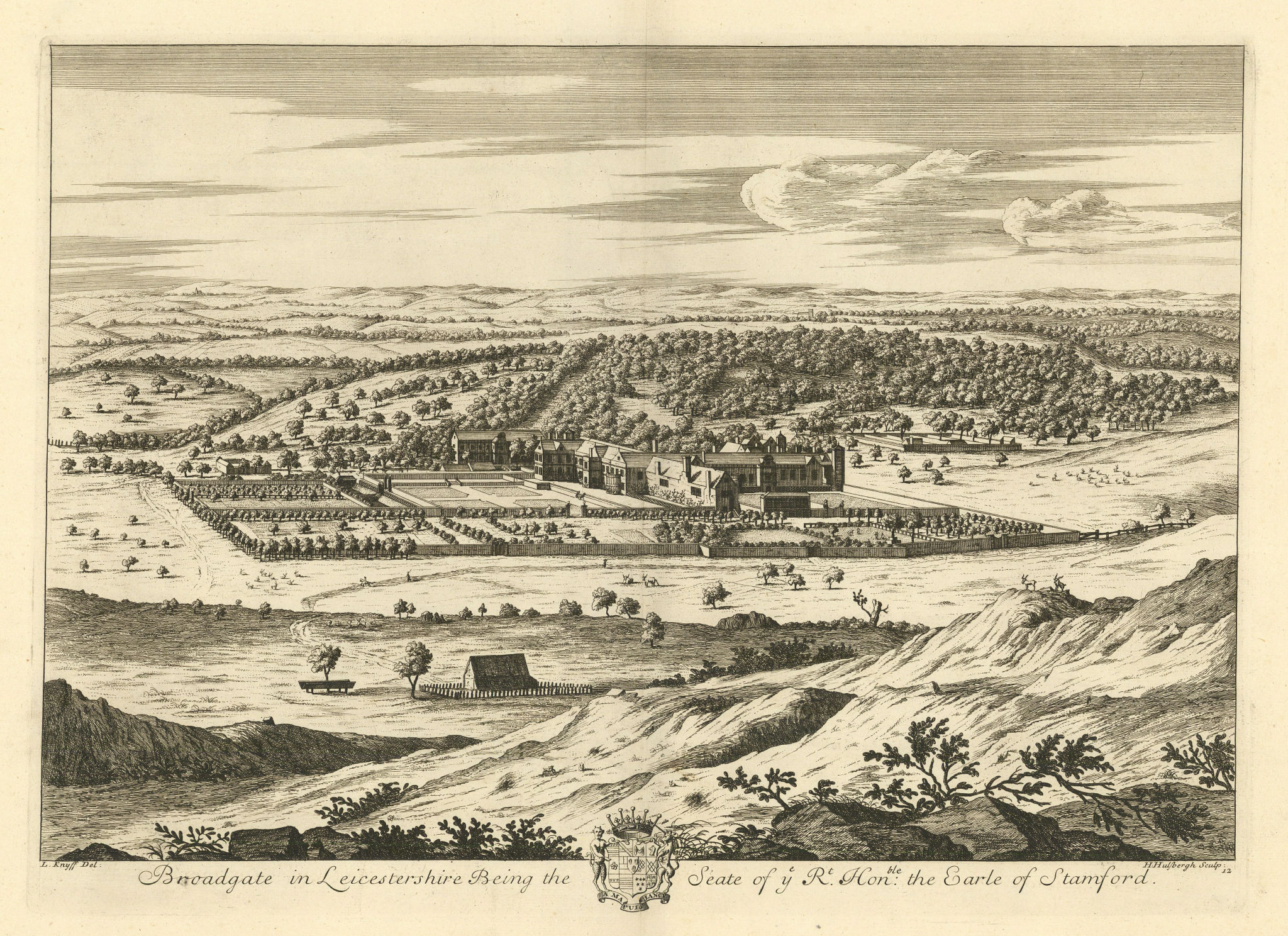 Associate Product Bradgate House & Park. "Broadgate in Leicestershire" by Hulsberg & Knyff 1709