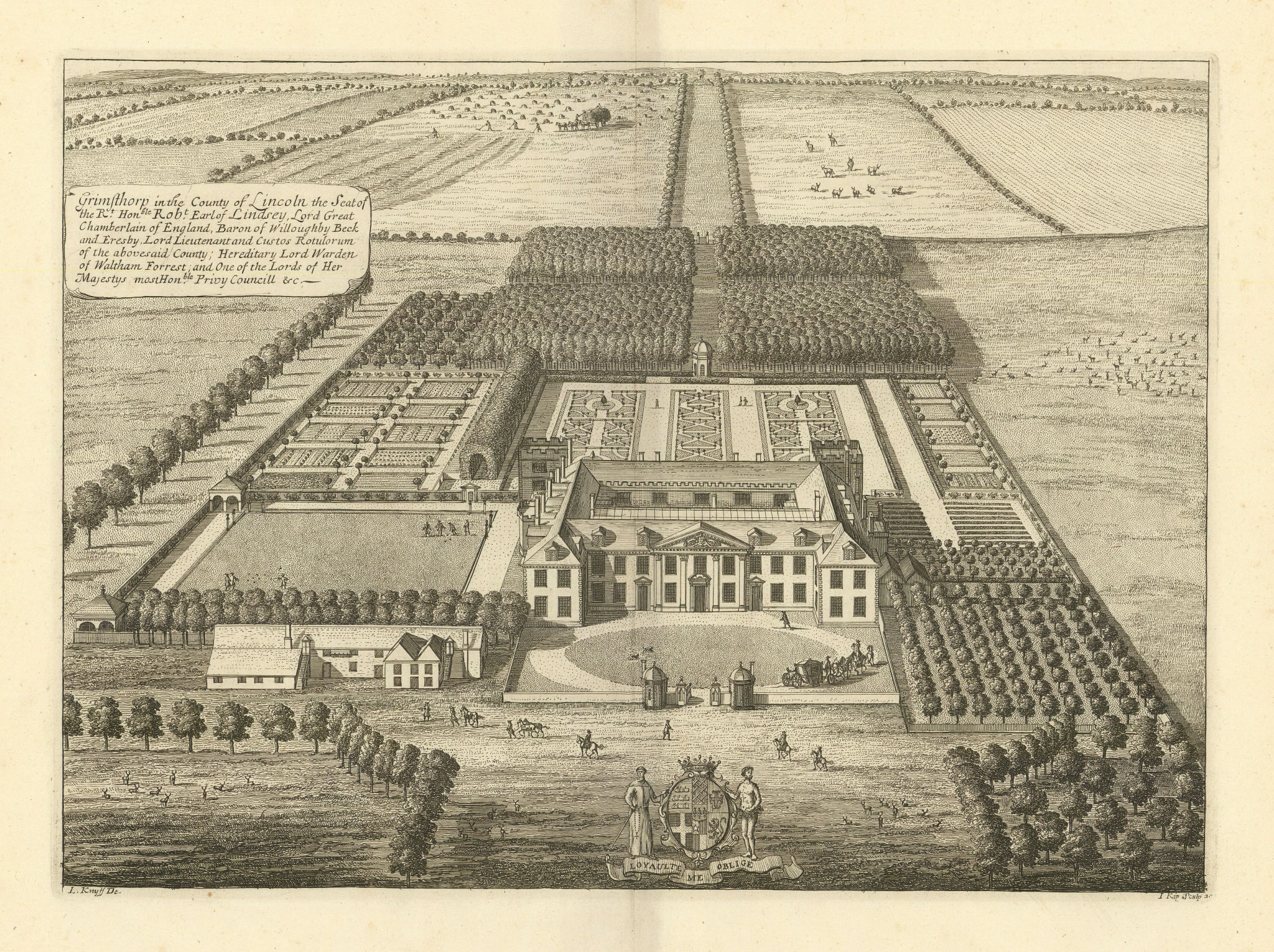 Associate Product Grimsthorpe Castle by Kip/Knyff Pl.20 "Grimsthorp in the County of Lincoln" 1709