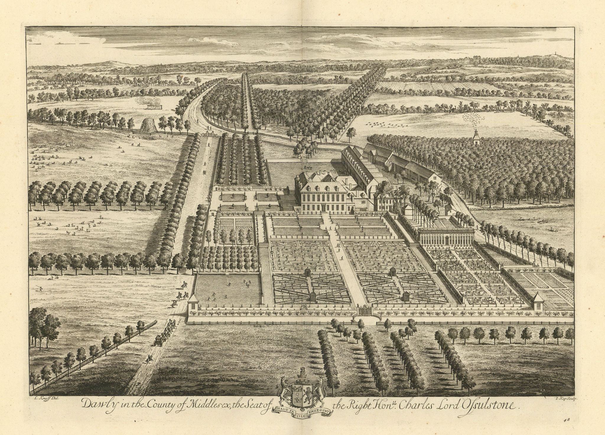 Associate Product Dawley House, Hayes by Kip & Knyff. "Dawly in the County of Middlesex" 1709
