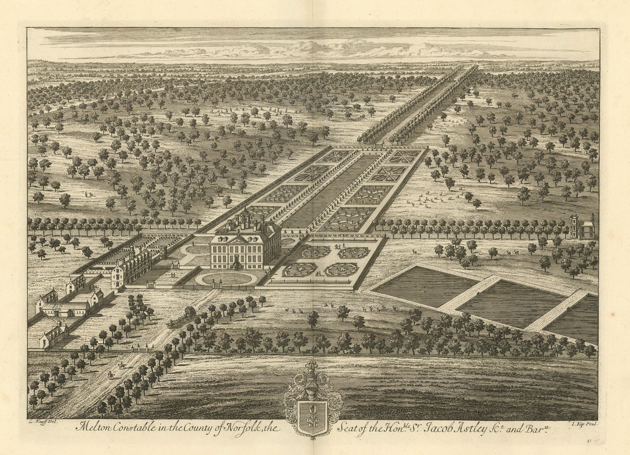 Associate Product "Melton Constable [Hall] in the County of Norfolk" by Kip & Knyff 1709 print