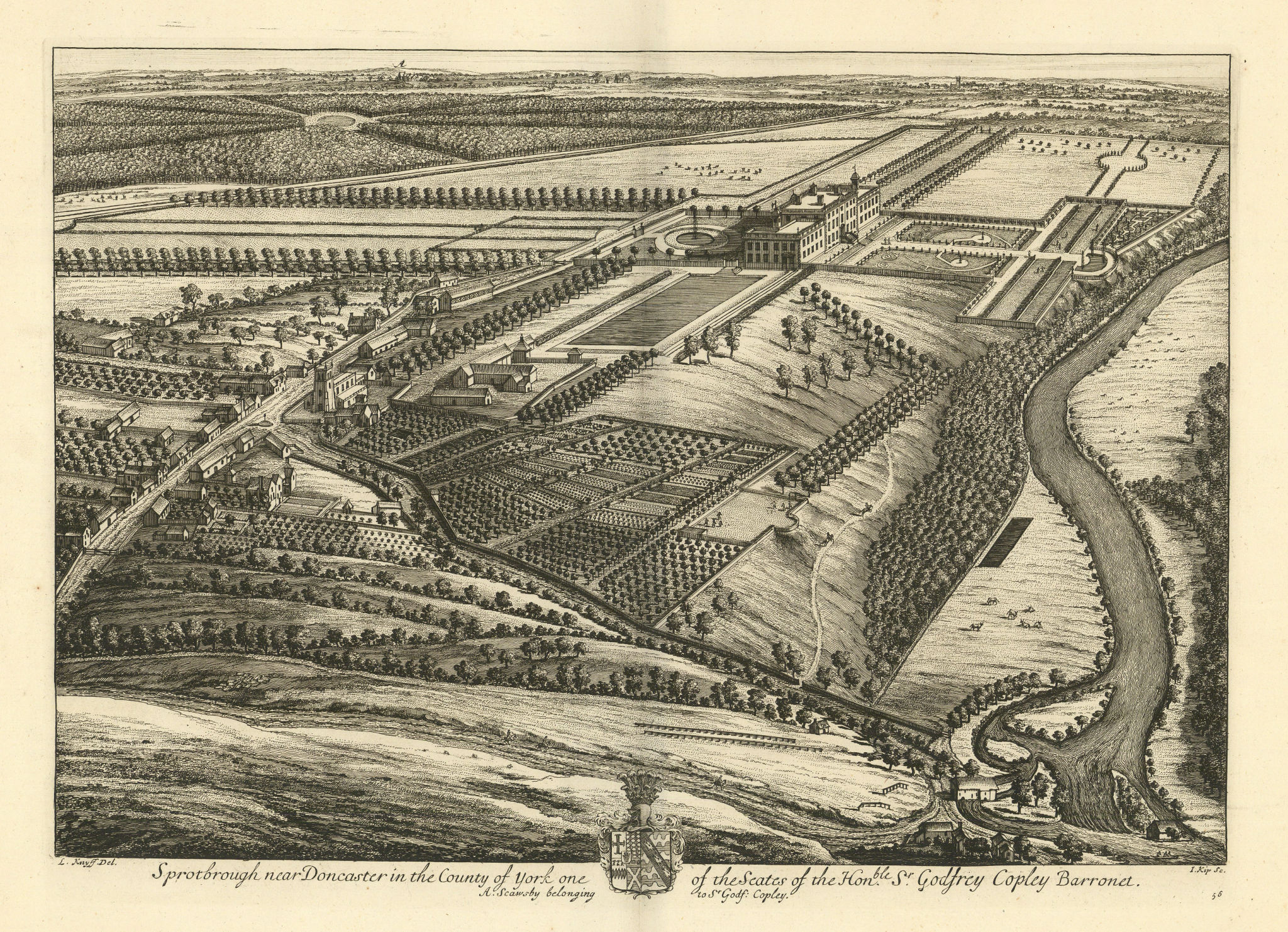 Associate Product "Sprotbrough [Hall] near Doncaster in the County of York" by Kip & Knyff 1709