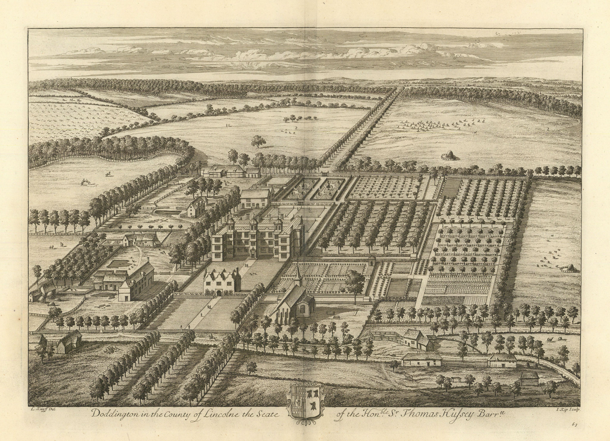 Associate Product Doddington Hall by Kip & Knyff. "Doddington in the County of Lincolne" 1709