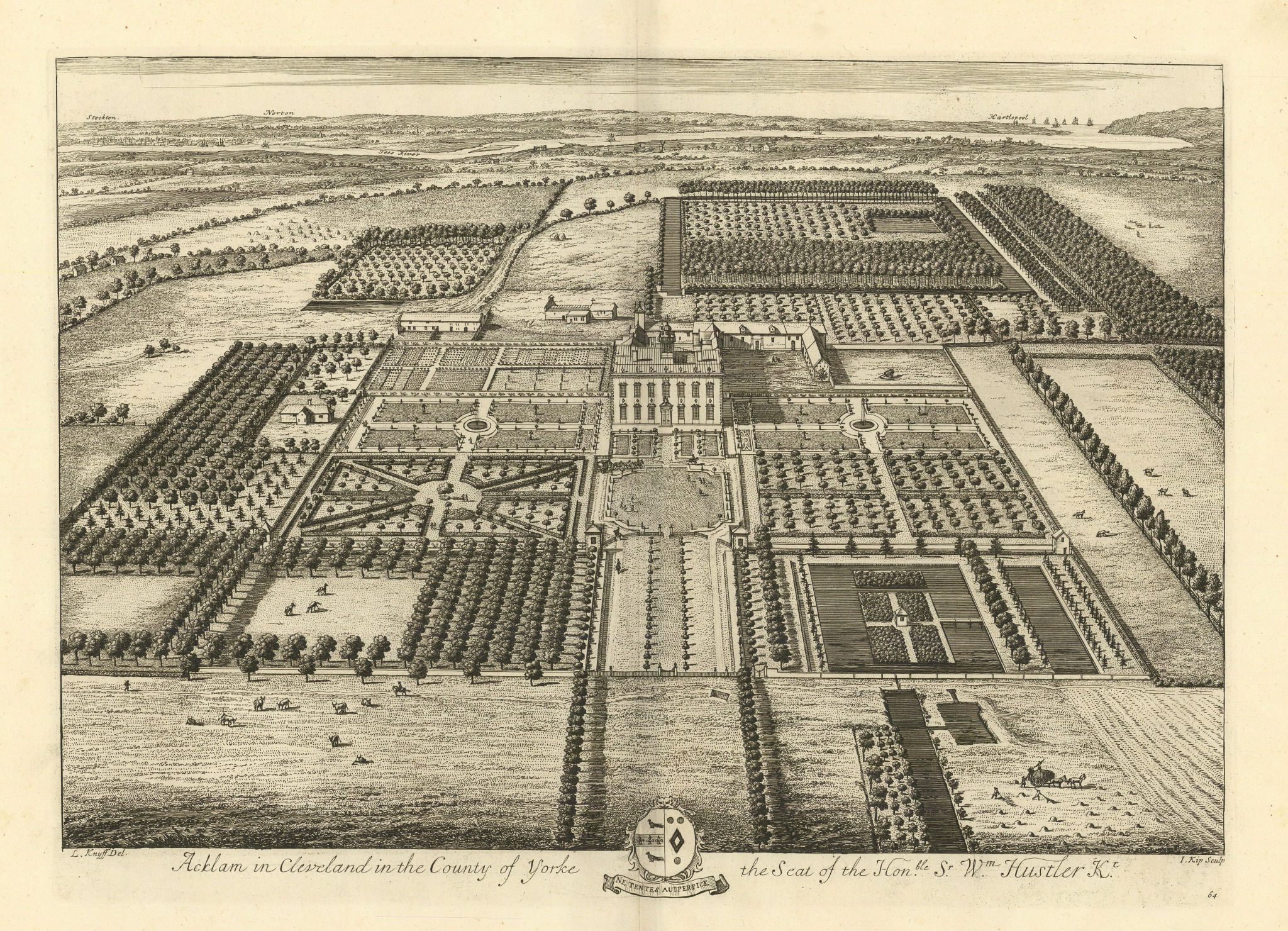 Associate Product Acklam Hall, Middlesbrough College by Kip & Knyff. "Acklam in Cleveland" 1709