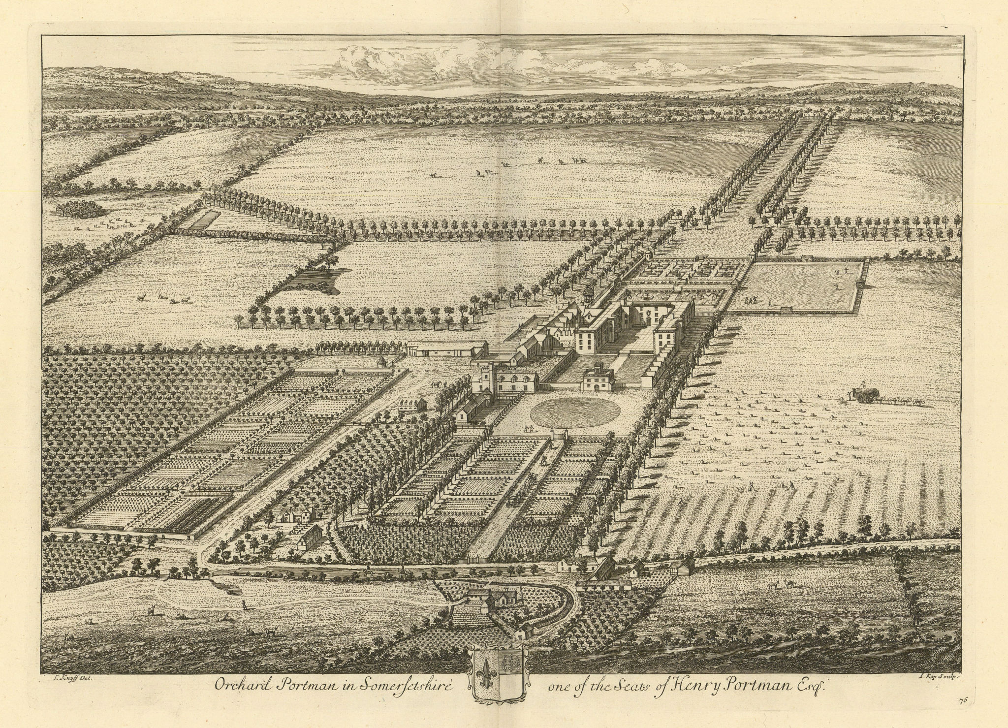 Associate Product "Orchard Portman in Somersetshire" by Kip & Knyff. Now Taunton Racecourse 1709