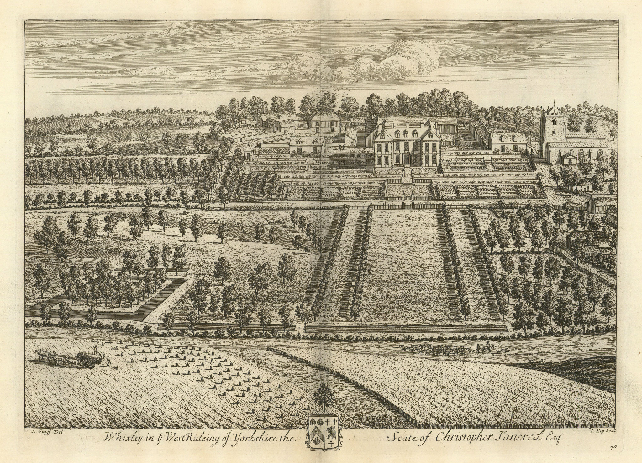 Whixley Hall by Kip & Knyff. "Whixley in ye West Rideing of Yorkshire" 1709