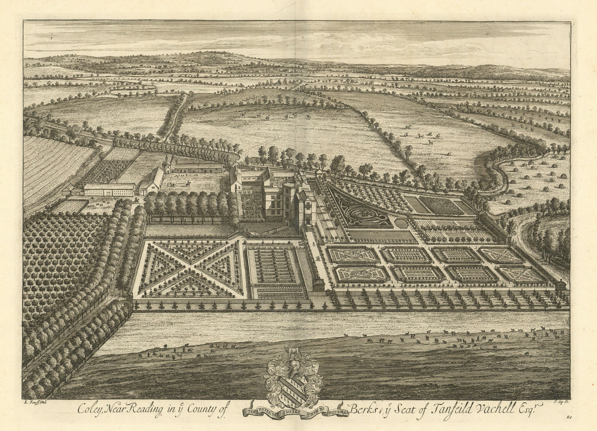 Coley Park, Reading. "Coley, near Reding in ye County of Berks". Kip/Knyff 1709