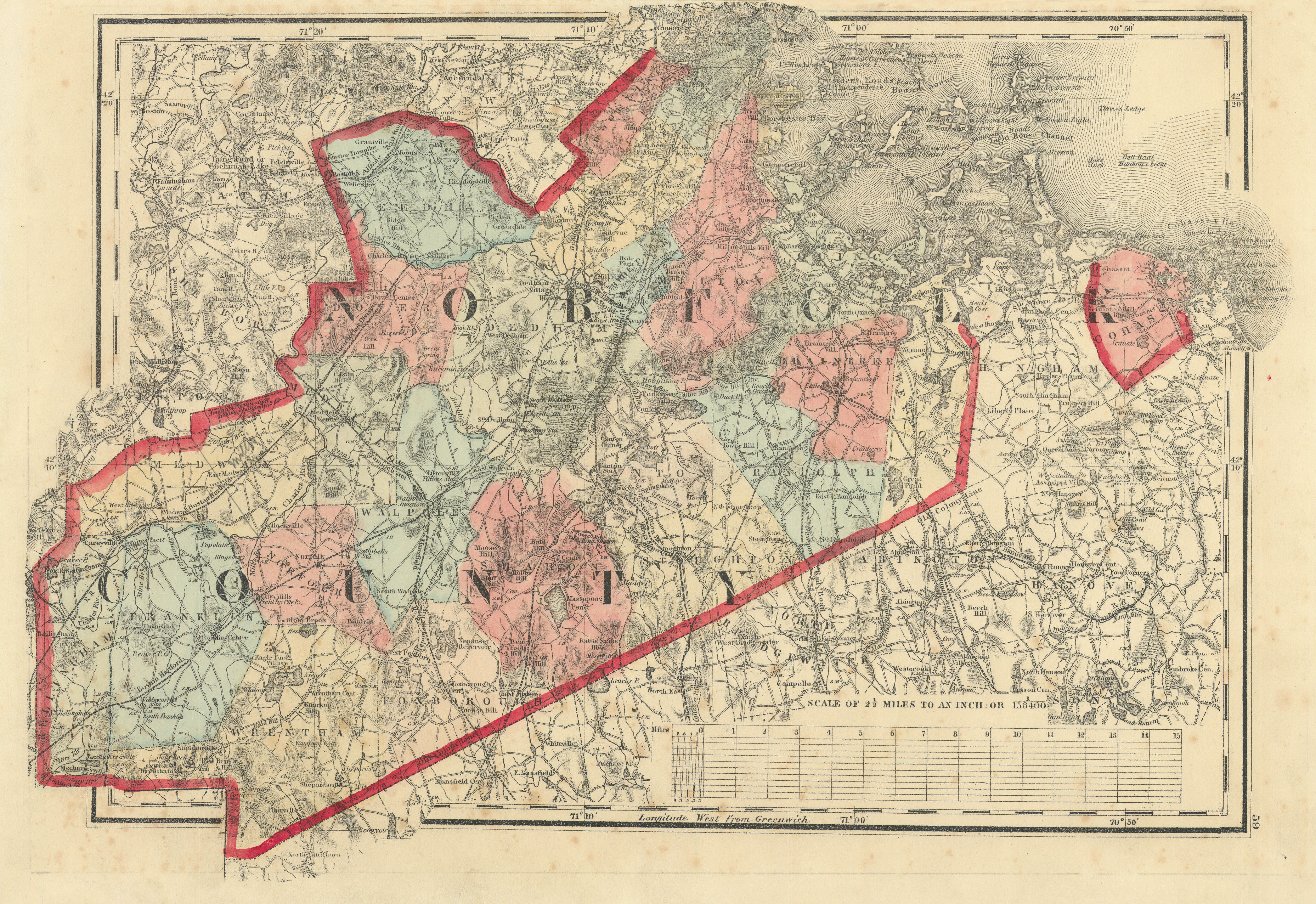 Associate Product Norfolk County, Massachusetts. WALLING & GRAY 1871 old antique map plan chart
