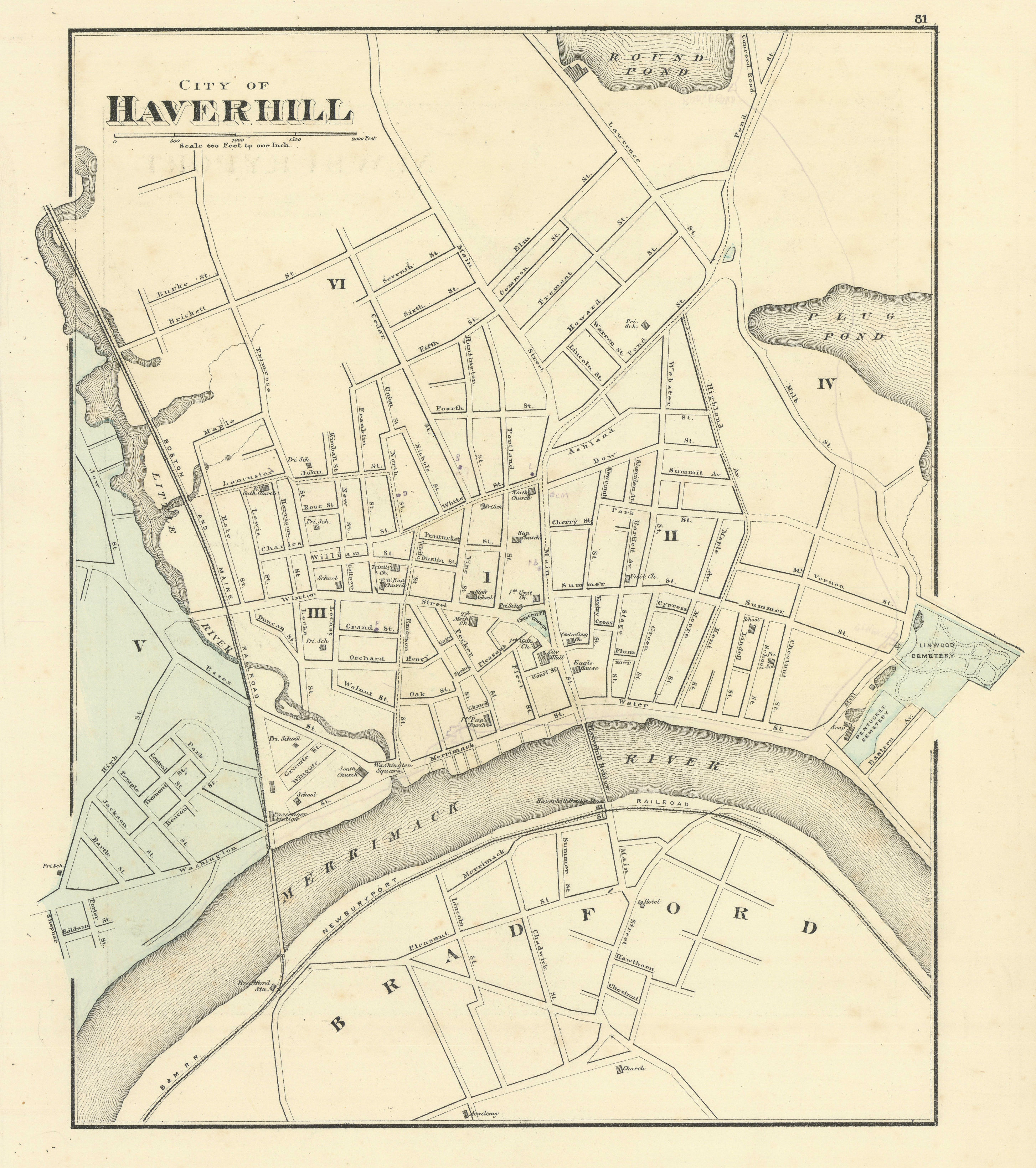 Associate Product City of Haverhill, Massachusetts. Town plan. WALLING & GRAY 1871 old map