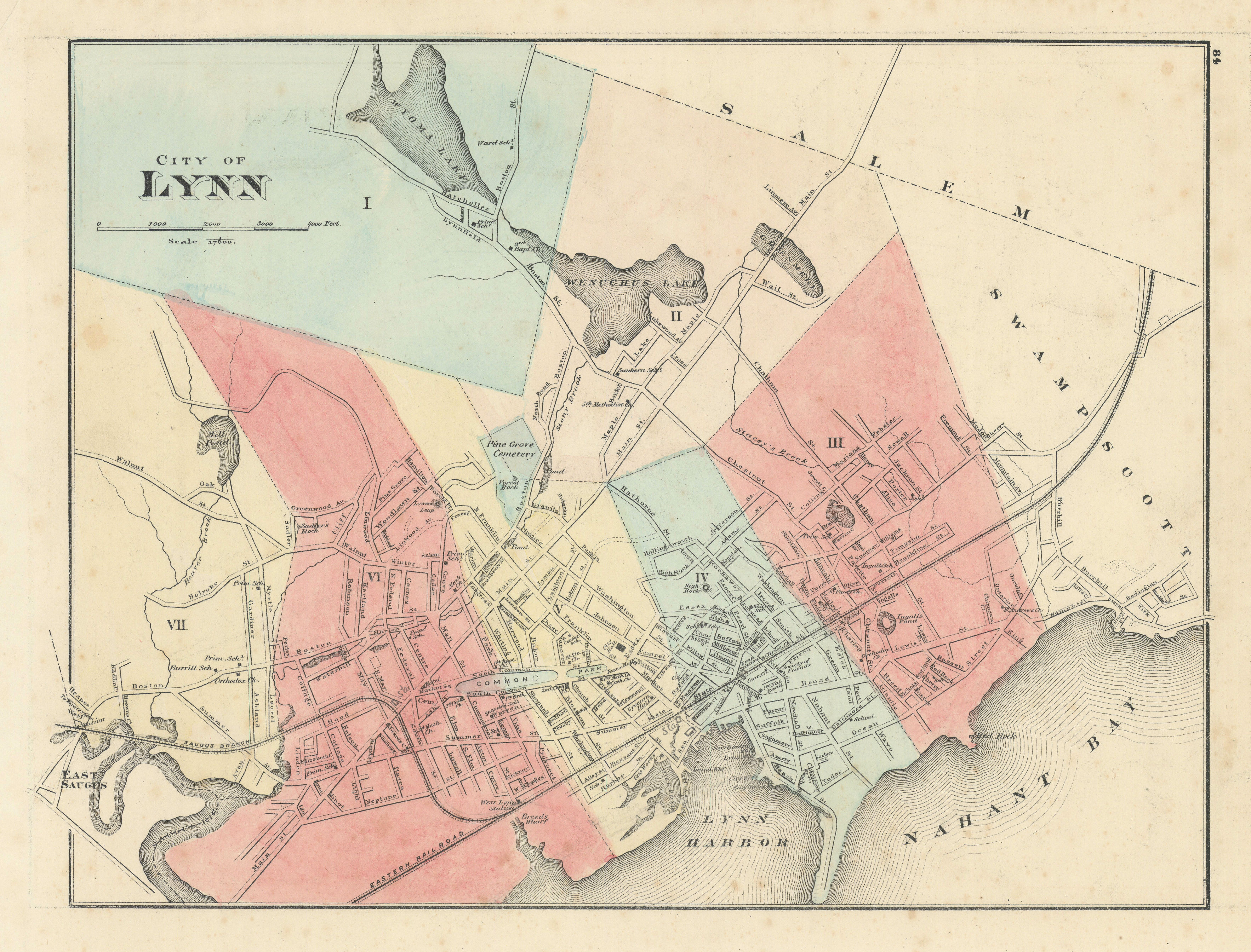 Associate Product City of Lynn, Massachusetts. Town plan. WALLING & GRAY 1871 old antique map