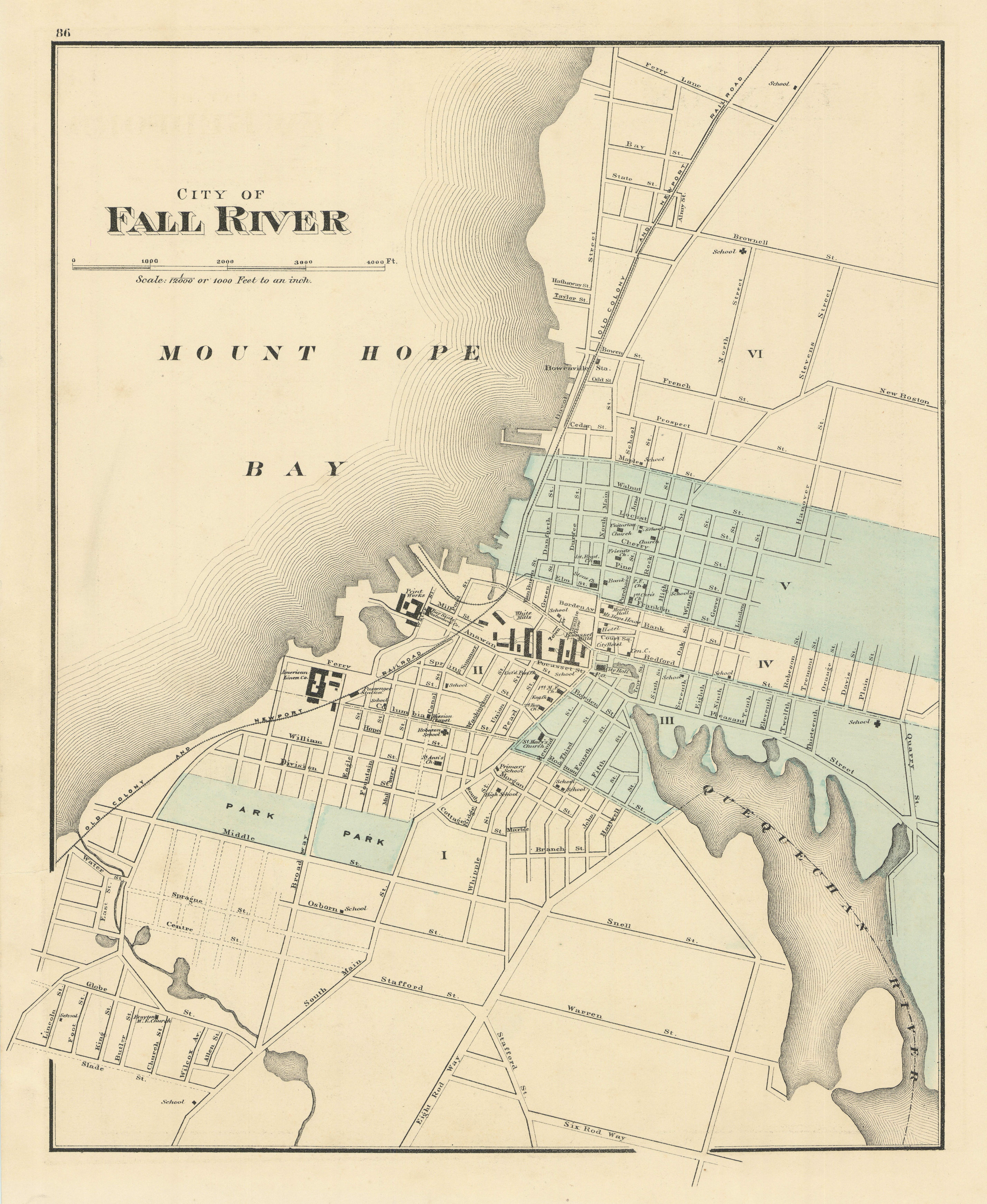 Associate Product City of Fall River, Massachusetts. Town plan. WALLING & GRAY 1871 old map