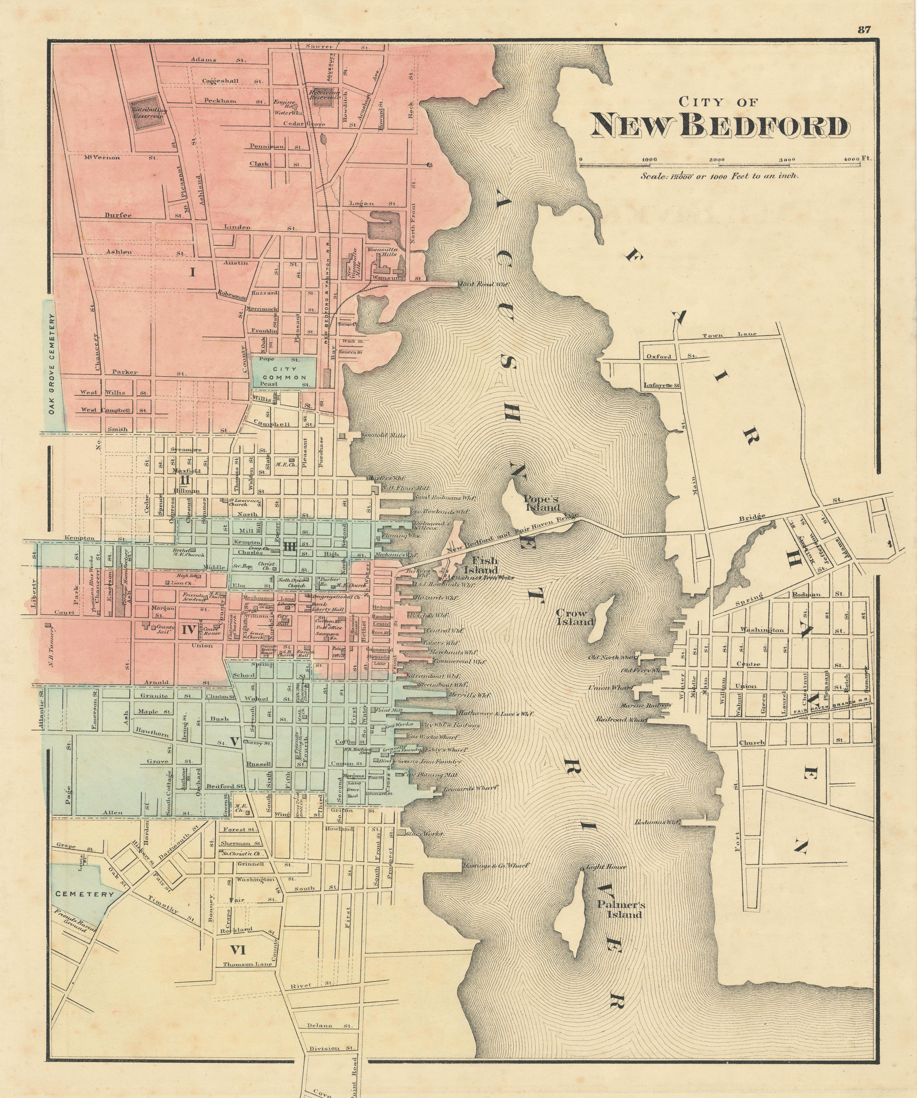 Associate Product City of New Bedford, Massachusetts. Town plan. WALLING & GRAY 1871 old map