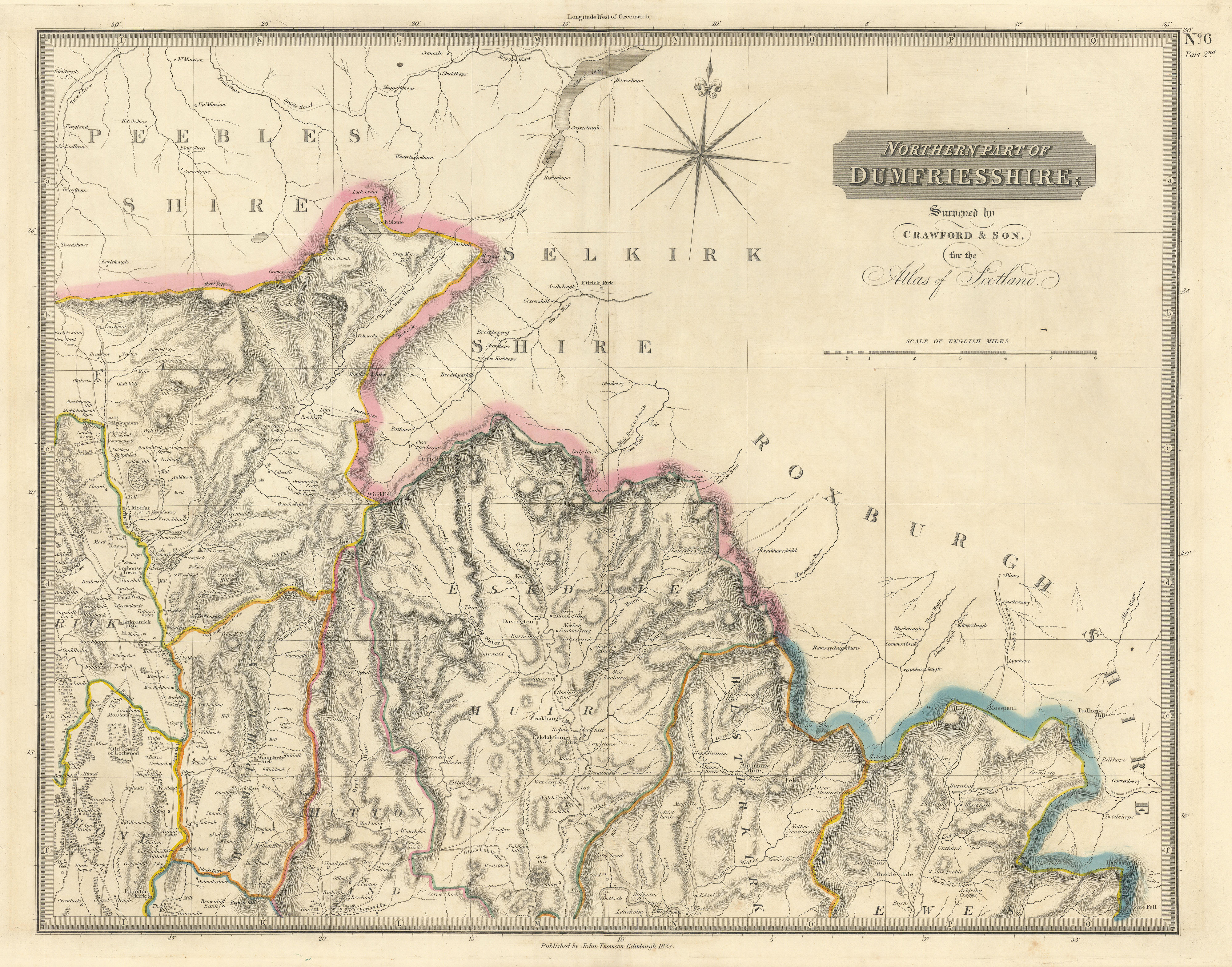 Associate Product Dumfrieshire north-east sheet. Moffat Ettrick Beattock. THOMSON 1832 old map