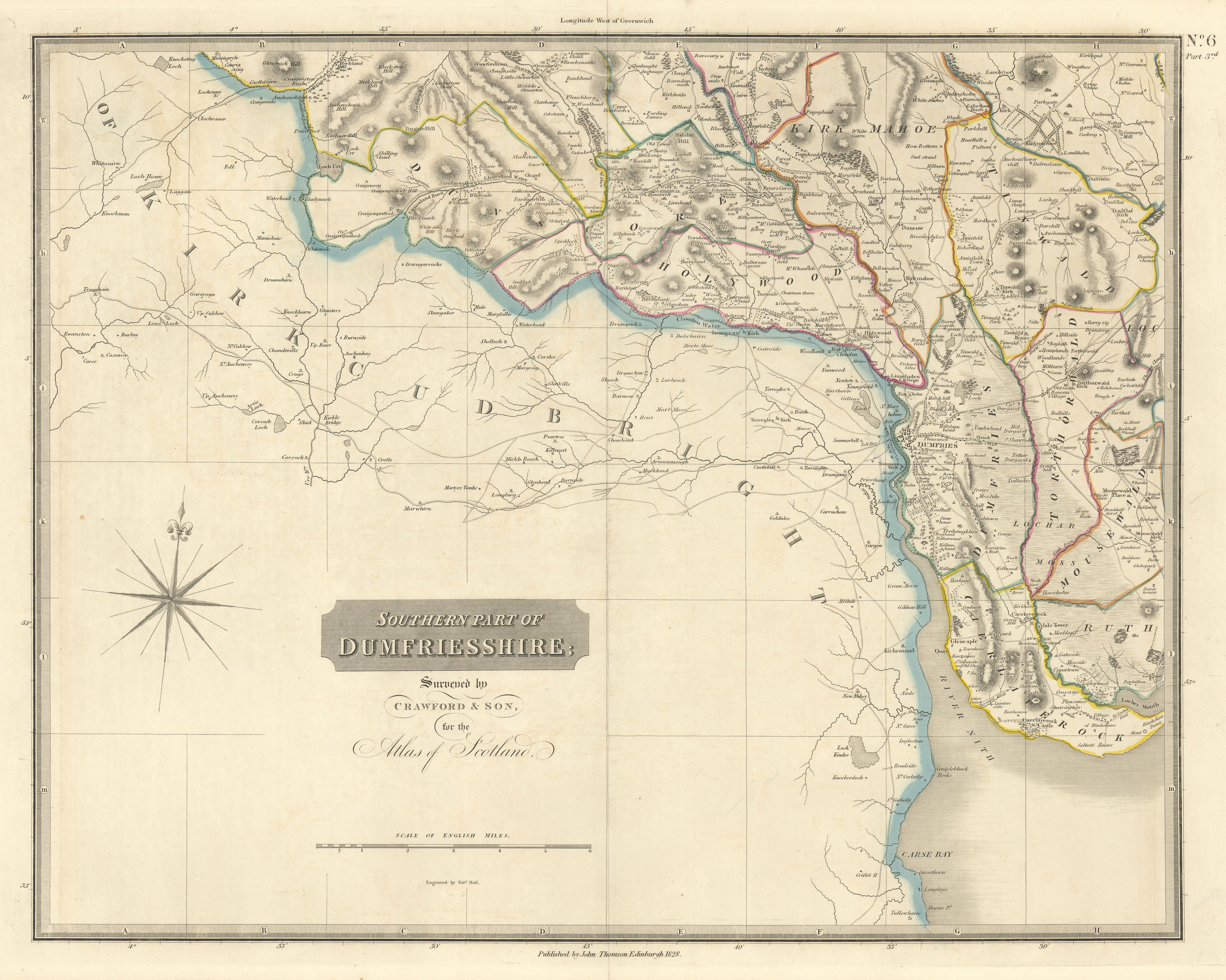 Associate Product Dumfrieshire south-west sheet. Dumfries Dunscore Shawhead. THOMSON 1832 map