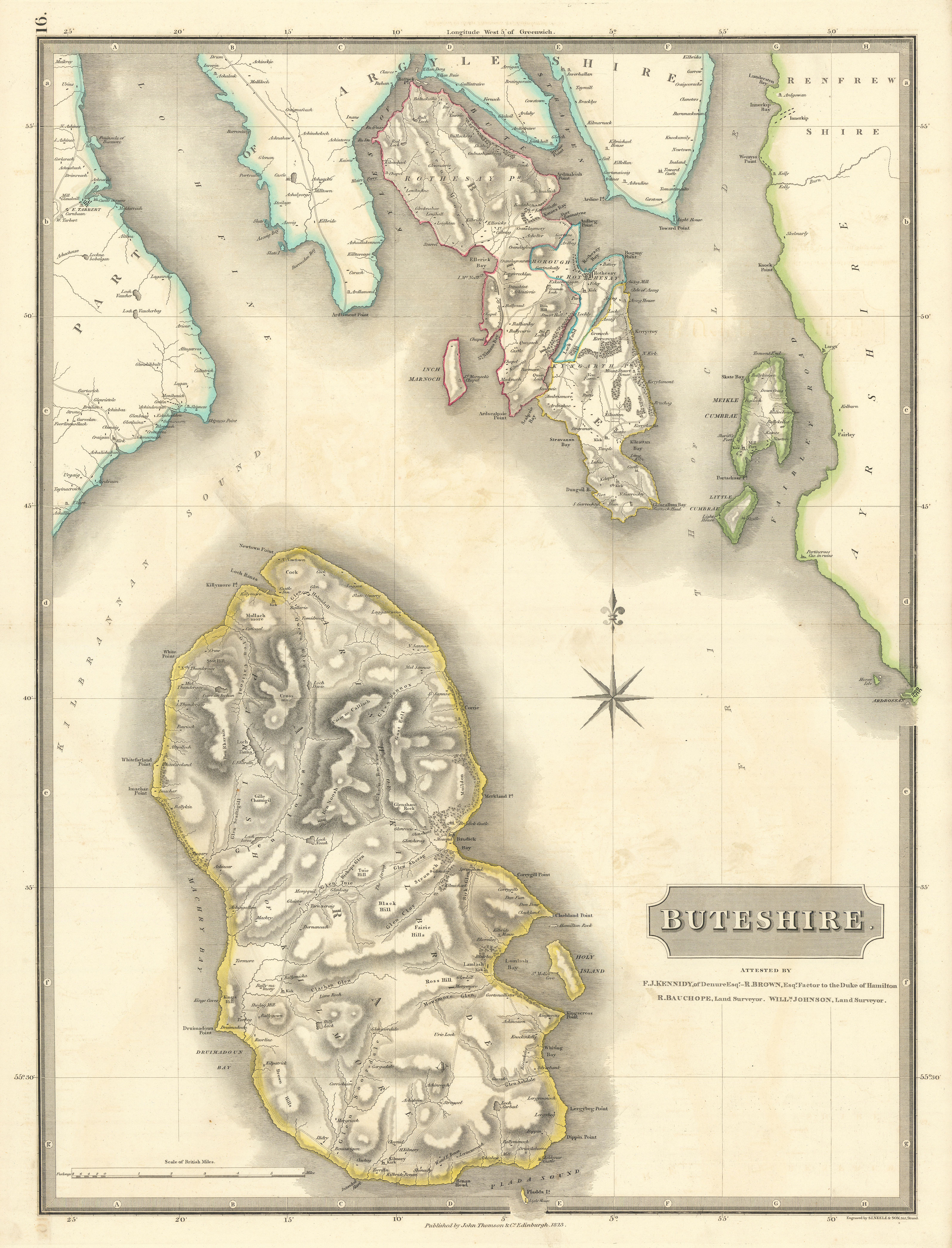 Buteshire. Isle of Arran. Scotland. Machrie Whiting Bay Lamlash THOMSON 1832 map