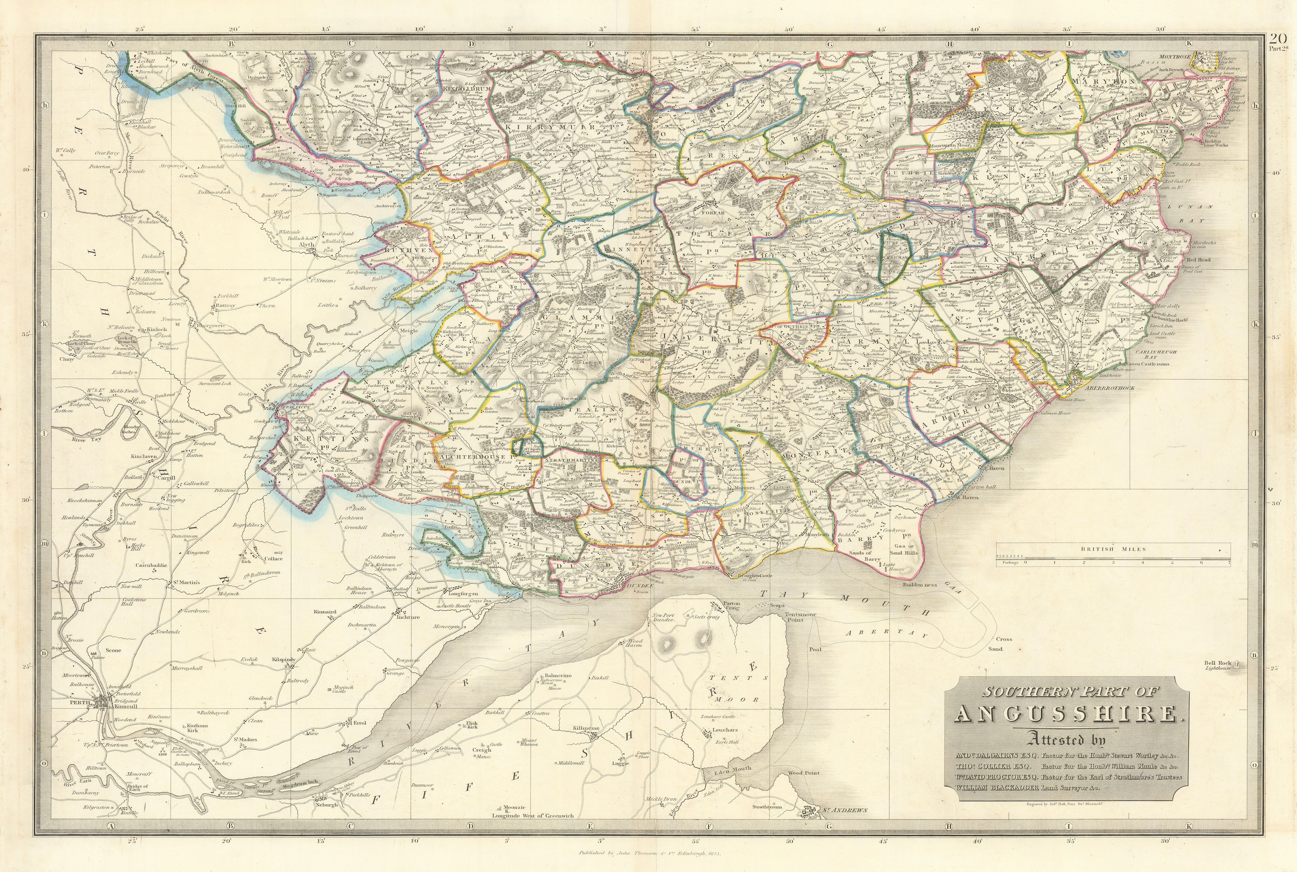 Associate Product Angusshire south. Dundee Forfar Montrose Perth Carnoustie. THOMSON 1832 map