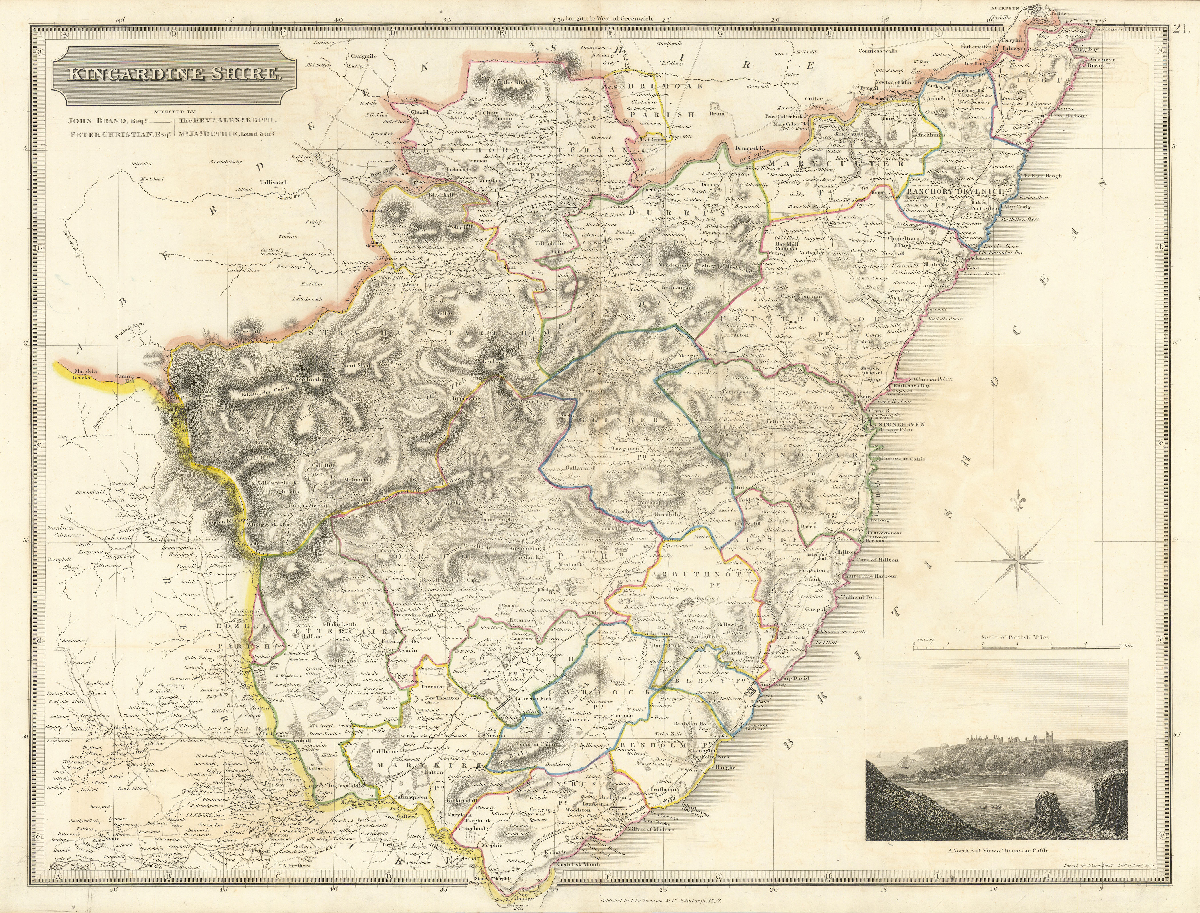 Associate Product Kincardineshire. Dunnotar Castle. Stonehaven Aberdeen Banchory. THOMSON 1832 map