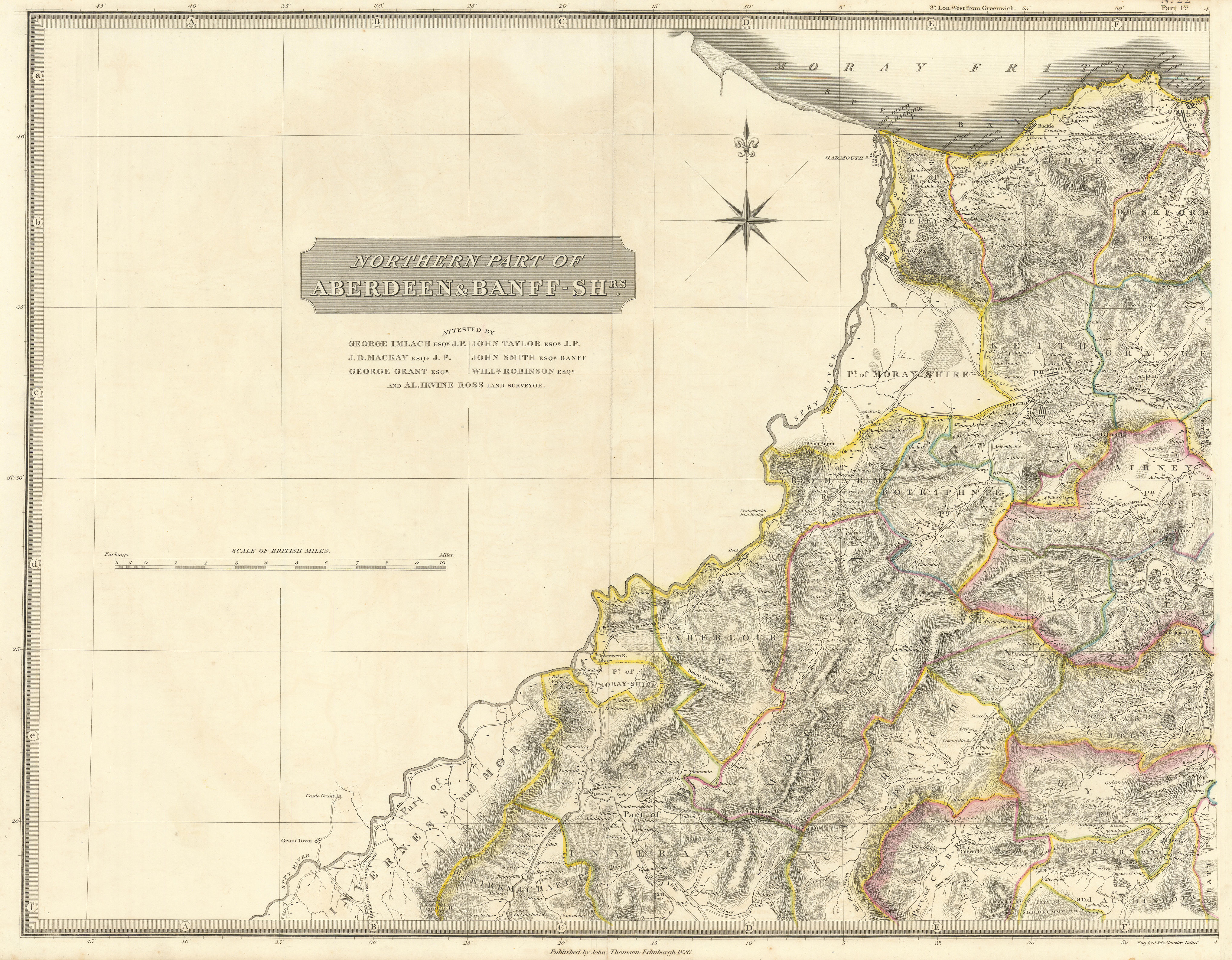 Associate Product Aberdeen & Banffshires north-west. Speyside. Cullen Dufftown. THOMSON 1832 map