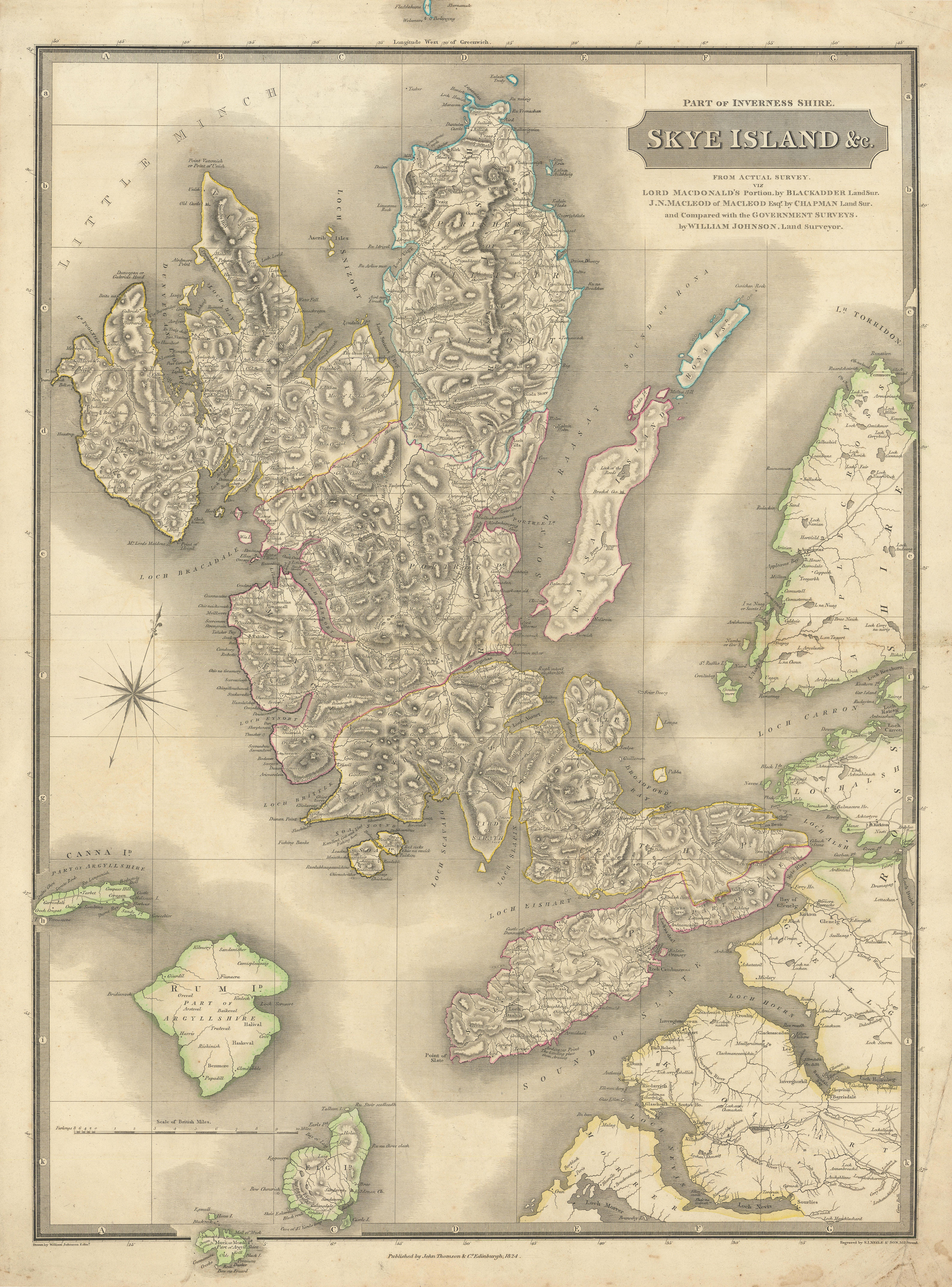 Isle of Skye. Inverness-shire part. Lochalsh Rum Eig Talisker. THOMSON 1832 map