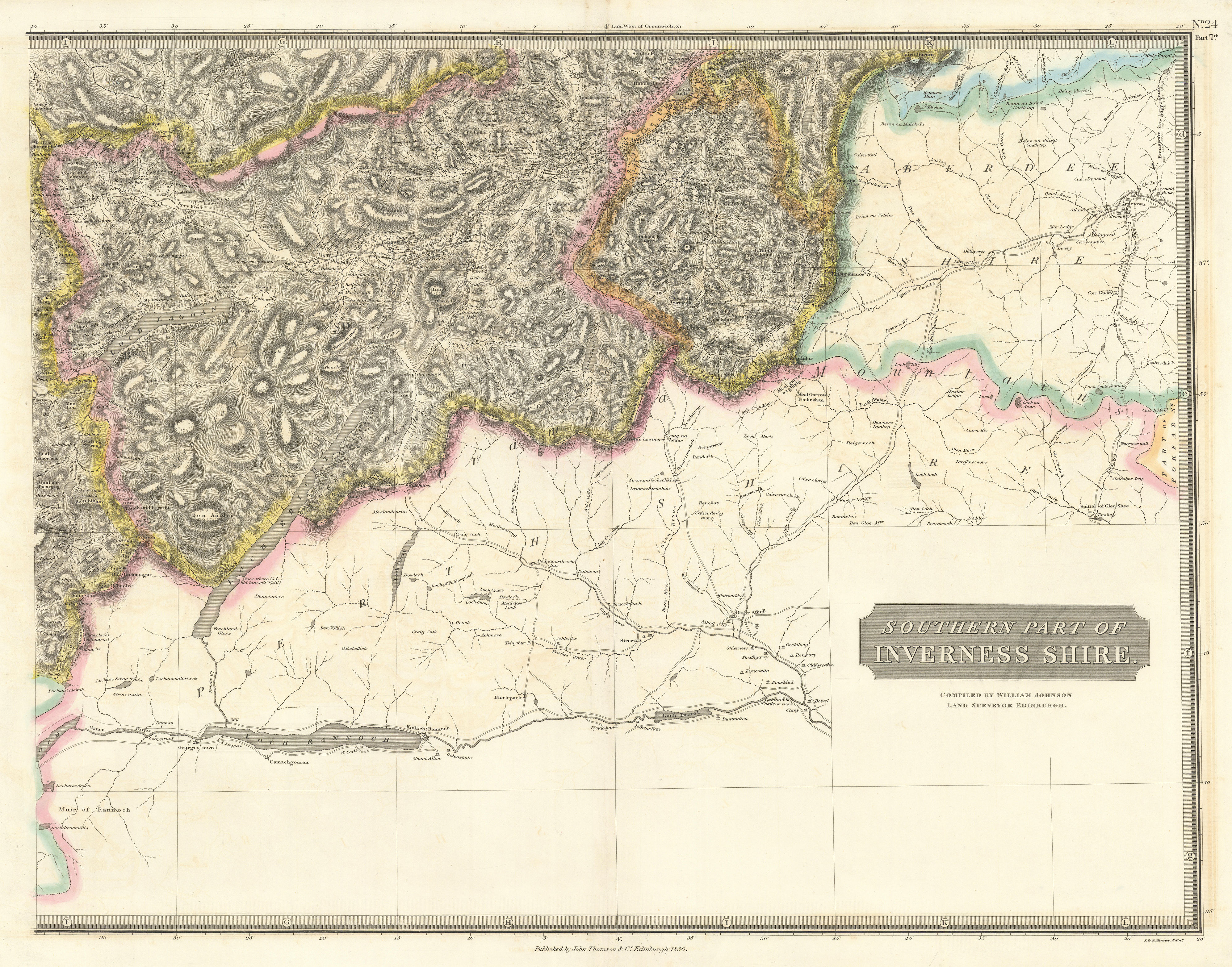 Associate Product Inverness-shire south-east sheet. Ericht Cairngorms Kingussie. THOMSON 1832 map