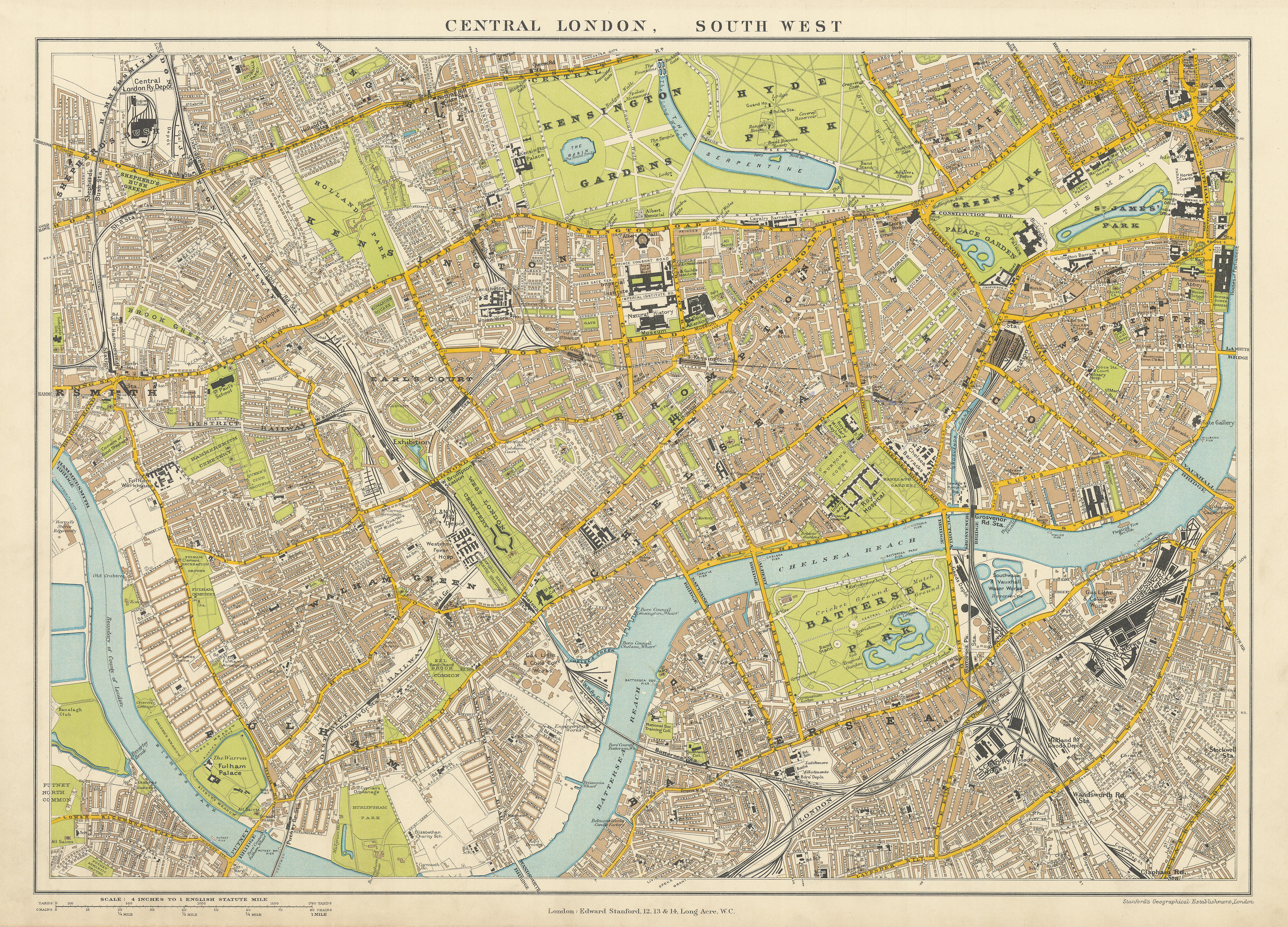 Associate Product Central London S.W. Battersea Chelsea Kensington Westminster. STANFORD 1904 map