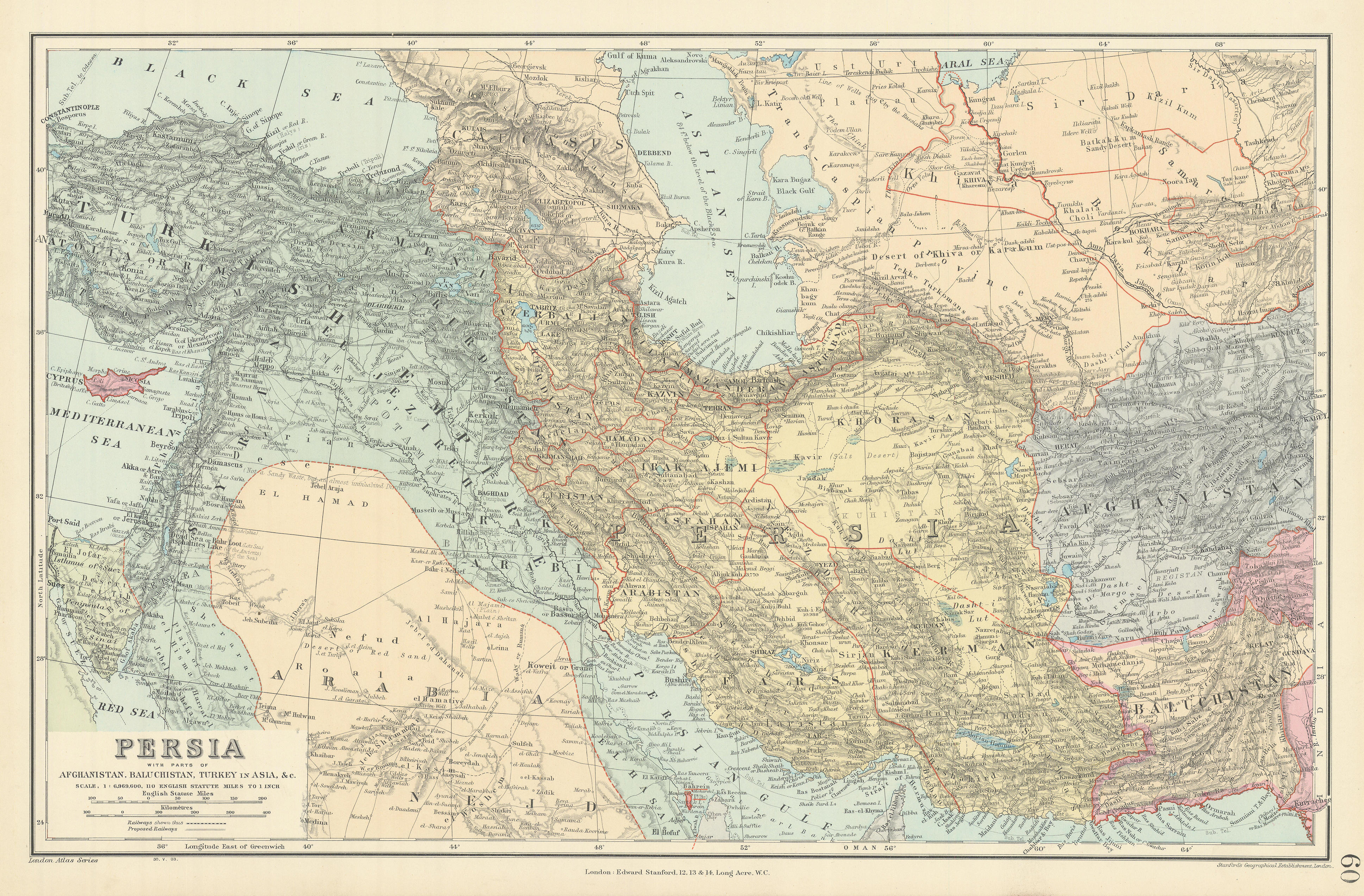 Associate Product Persia, Afghanistan, Baluchistan, Turkey. South west Asia. STANFORD 1904 map