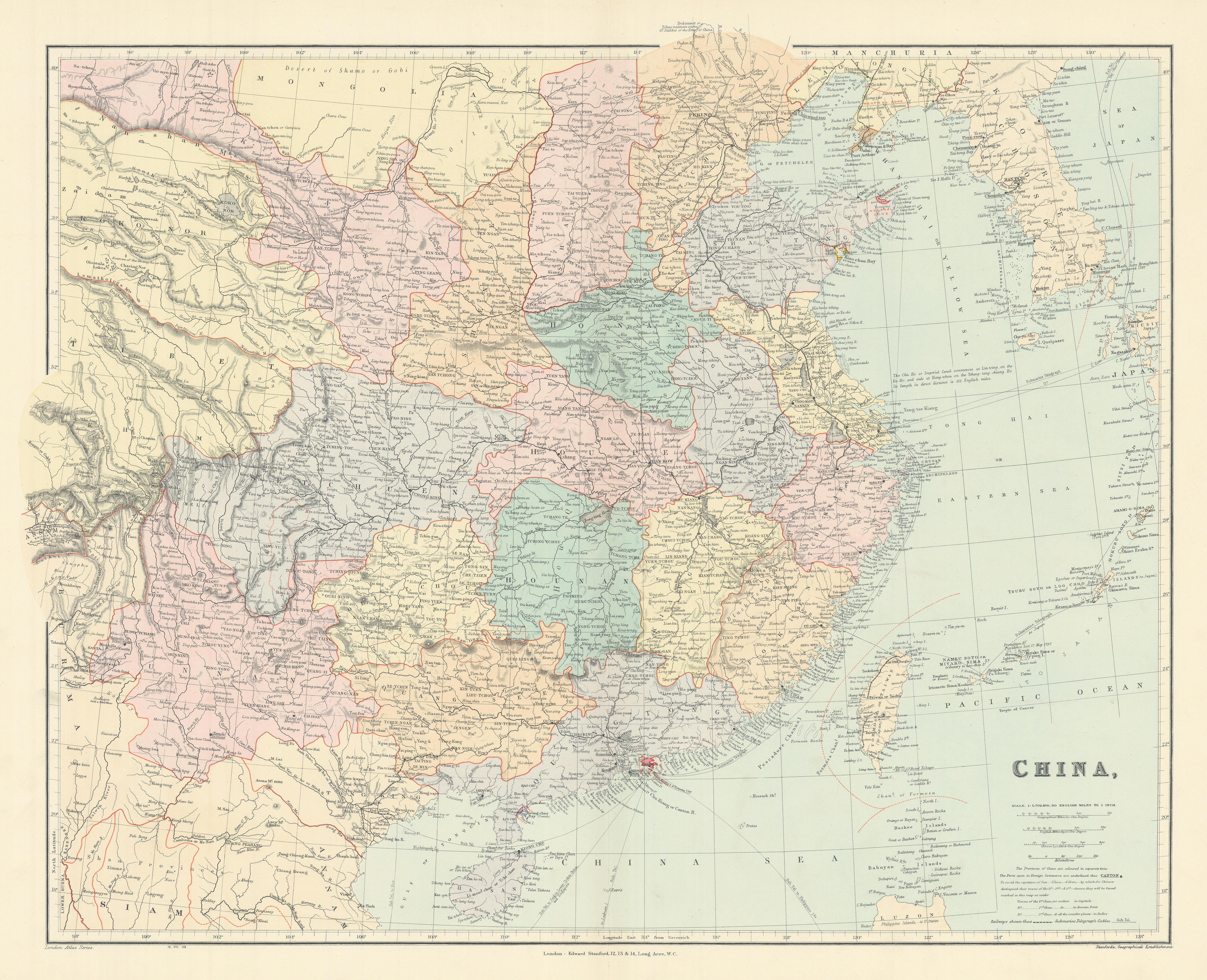 Associate Product China. Hong Kong. Kwang-chao. Kiao-chai. Wei-hai-wei. 52x65cm. STANFORD 1904 map