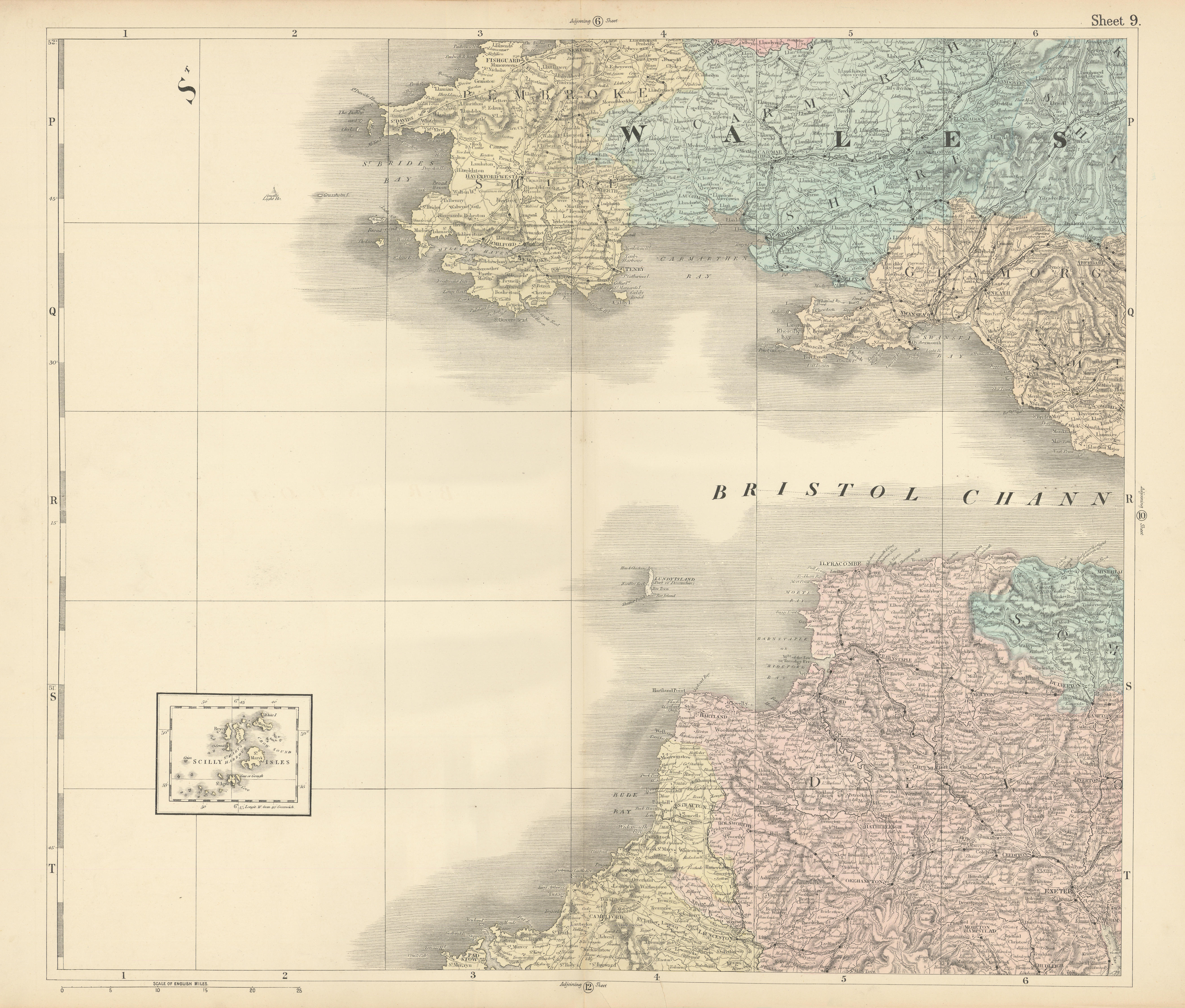 Associate Product Bristol Channel. South Wales & North Devon/Cornwall coasts. BACON 1883 old map