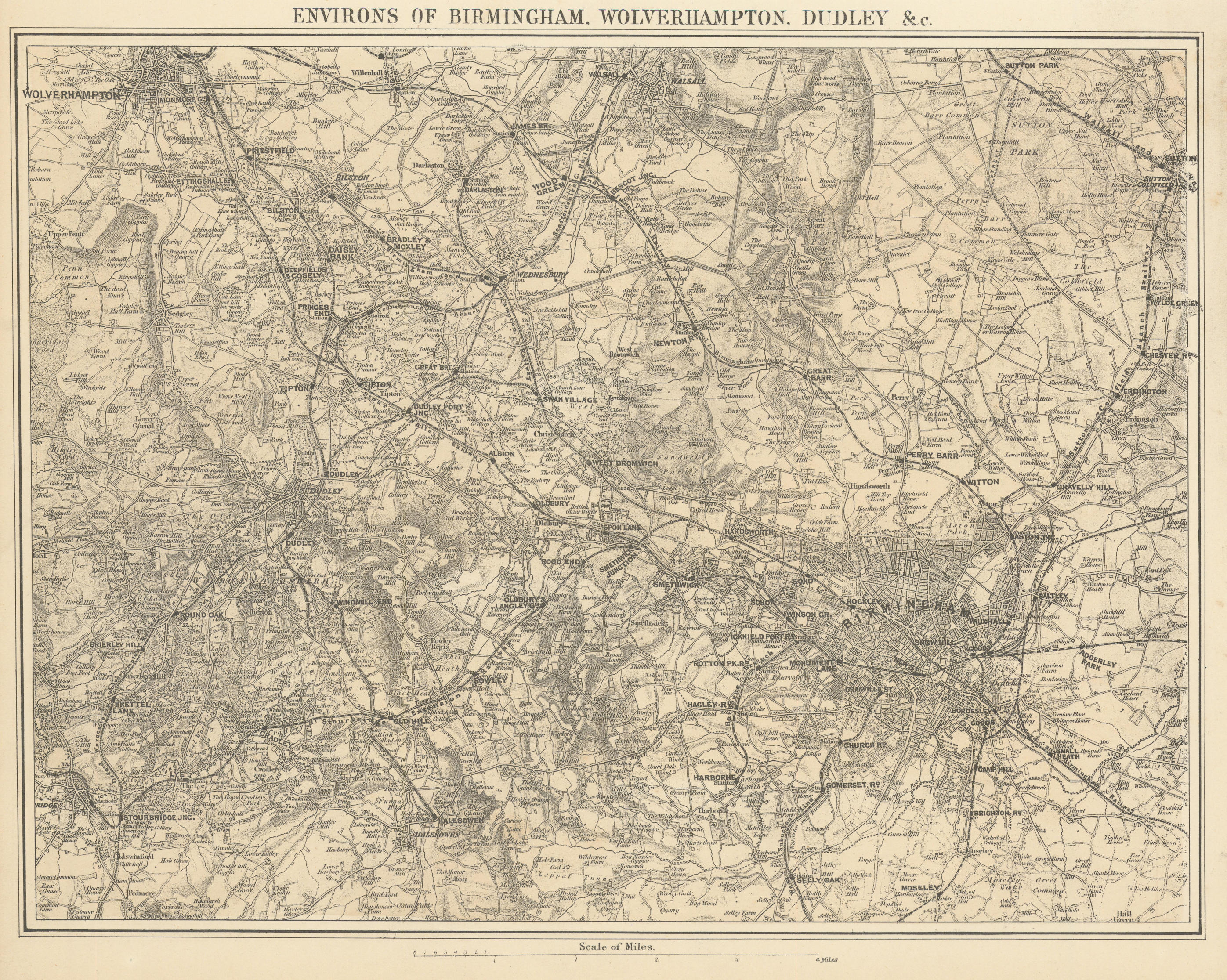 BIRMINGHAM WOLVERHAMPTON DUDLEY Black Country by GW BACON 1883